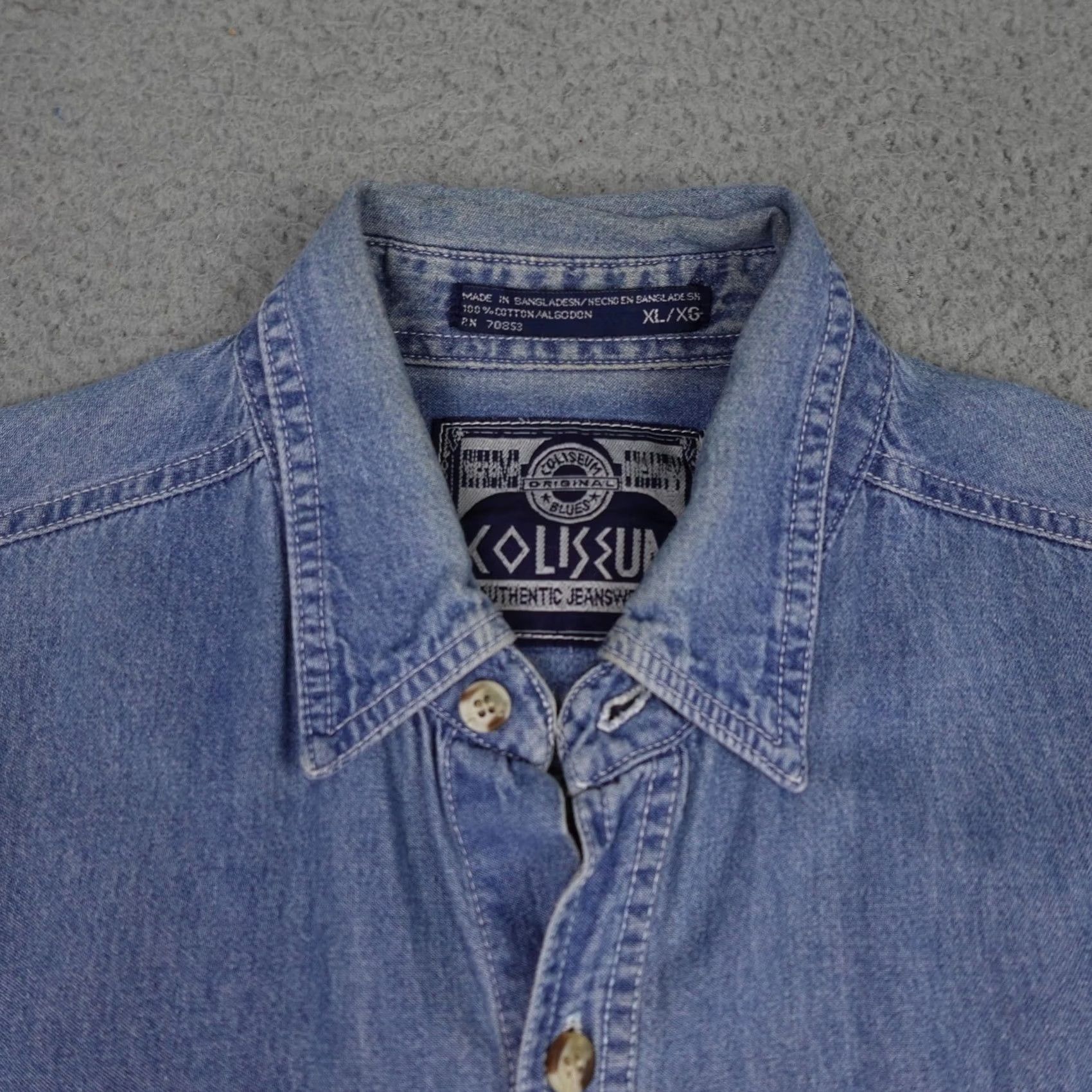 Born VINTAGE Coliseum Mens XL Blue Denim Sleeveless Eagle Motorcycle Shirt Size US XL / EU 56 / 4 - 6 Thumbnail