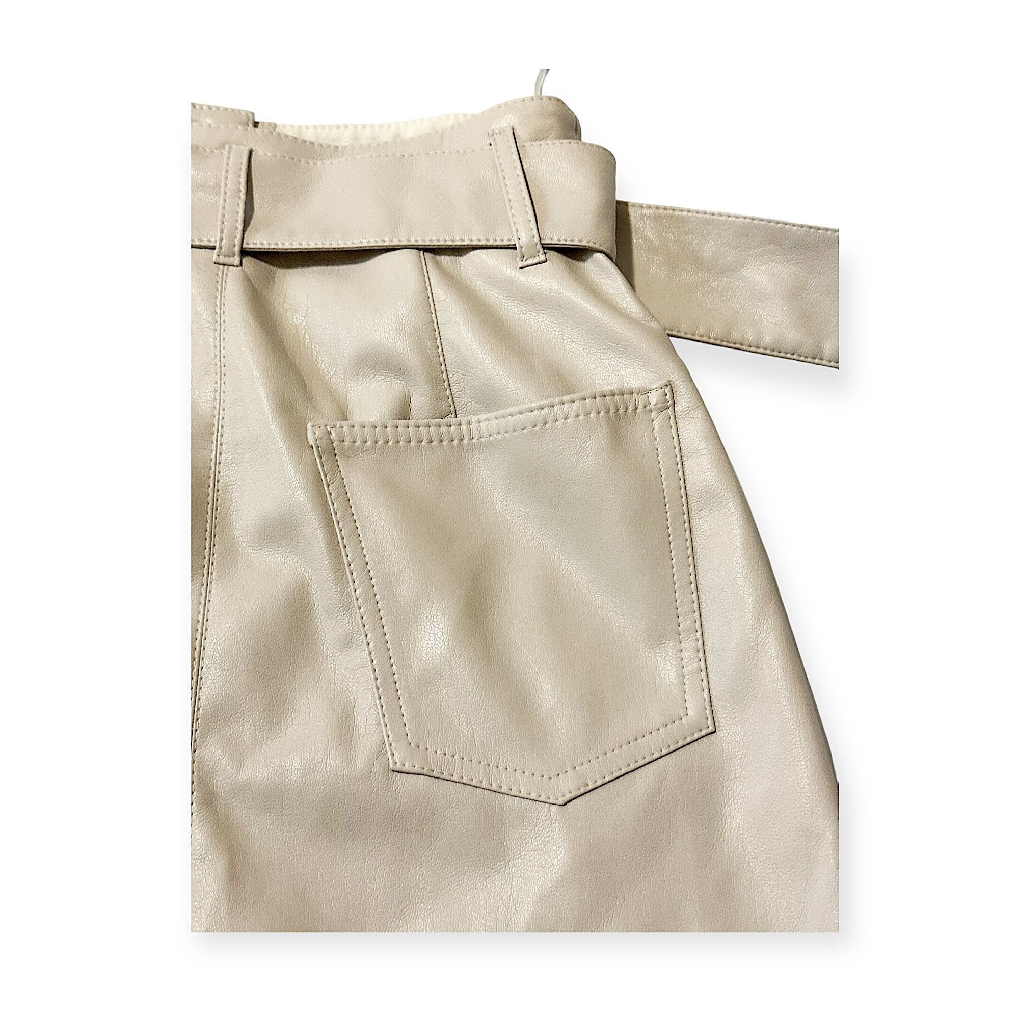 Nanushka Nanushka Cream Vegan Leather A-Line Belted Mini Skirt XS NWT Size 24" / US 00 / IT 34 - 11 Thumbnail