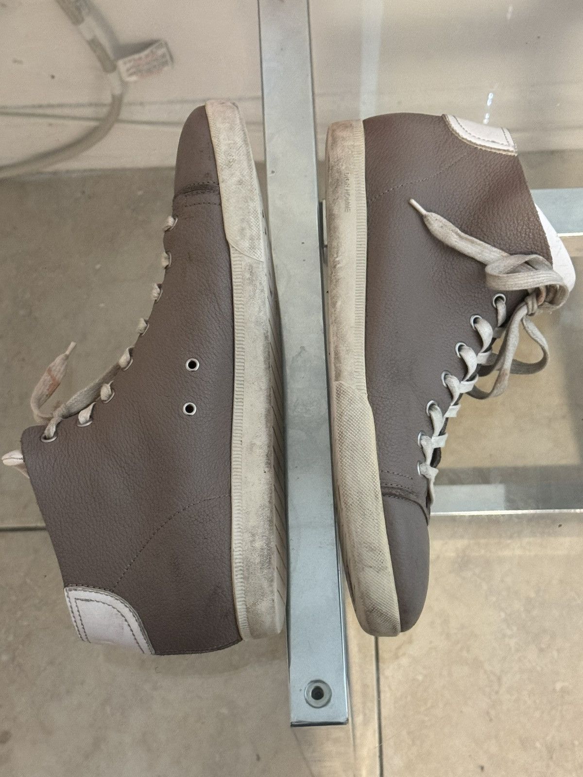 Christian Dior Monsieur CHRISTIAN DIOR HOMME Beige Leather Lace-Up Sneakers Size US 9.5 / EU 42-43 - 4 Thumbnail