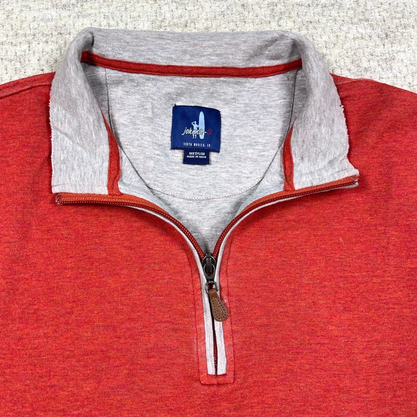 johnnie-O Johnnie-O Sweater Men Medium Orange Pullover 1/4 Zip Knit N/A Golf Logo Embroidered Mock Neck Casual Vintage No Size US M / EU 48-50 / 2 - 2 Thumbnail