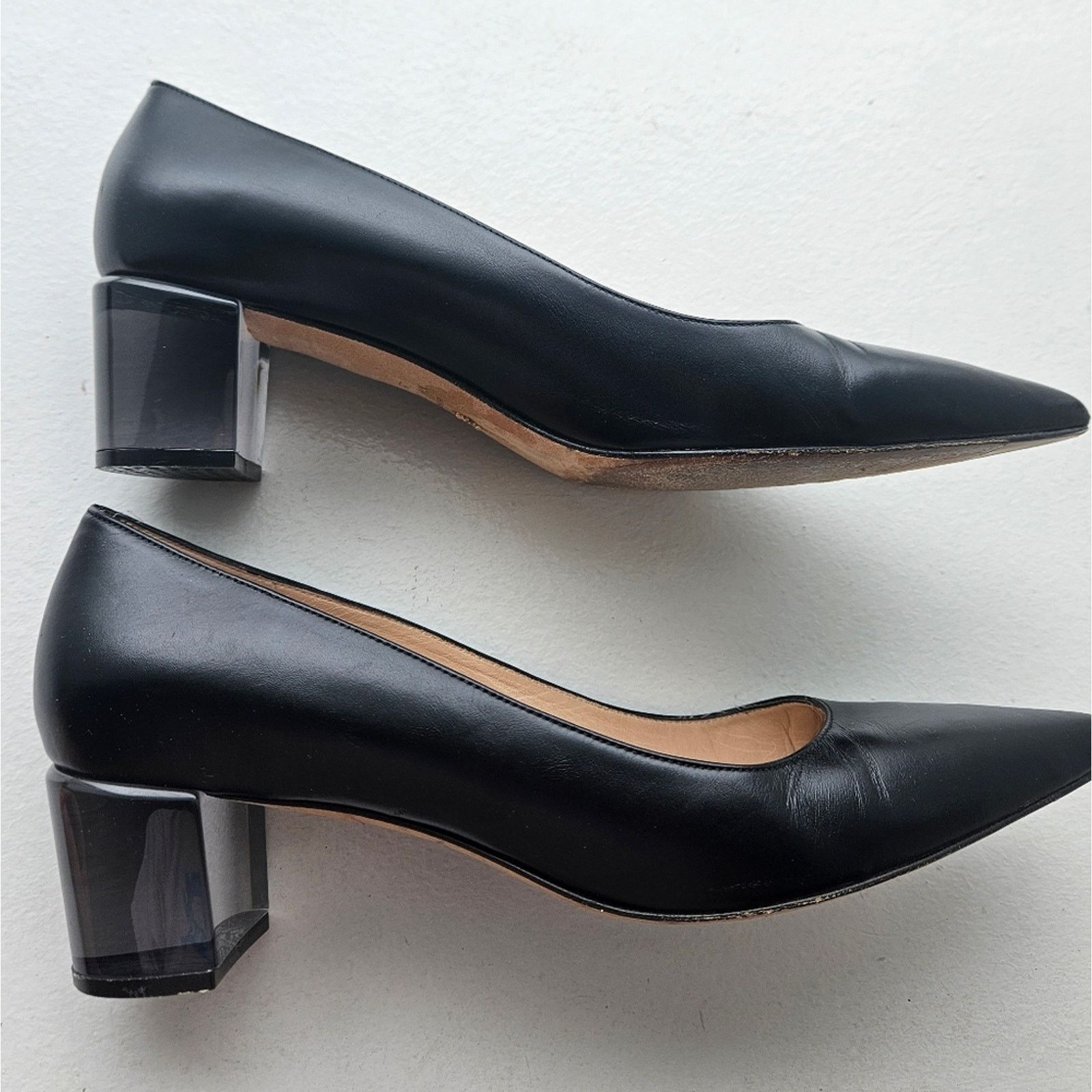 Stuart Weitzman Stuart Weitzman 7.5 women's black lucite block heel Size US 7.5 / IT 37.5 - 1 Thumbnail