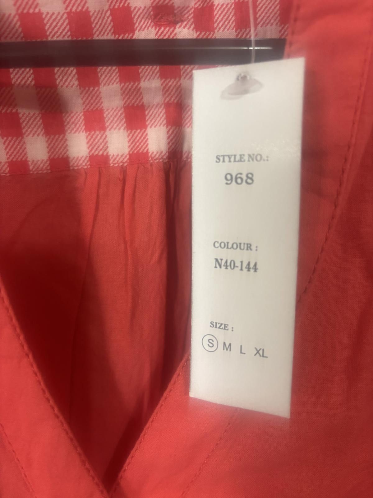 Designer Chaudry Red V-Neck Blouse with Gingham Accent Size S / US 4 / IT 40 - 3 Thumbnail