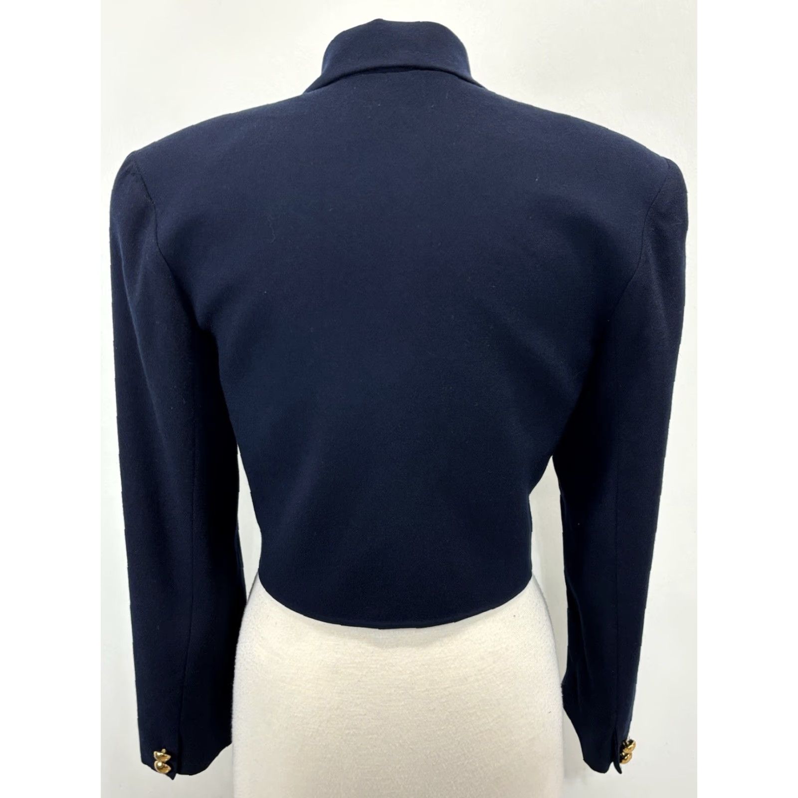 Ann Taylor VINTAGE Ann Taylor Wool Blazer Jacket 90s Double Breasted Military Style Women's 4 Navy Blue Gold Buttons Size S / US 4 / IT 40 - 3 Thumbnail