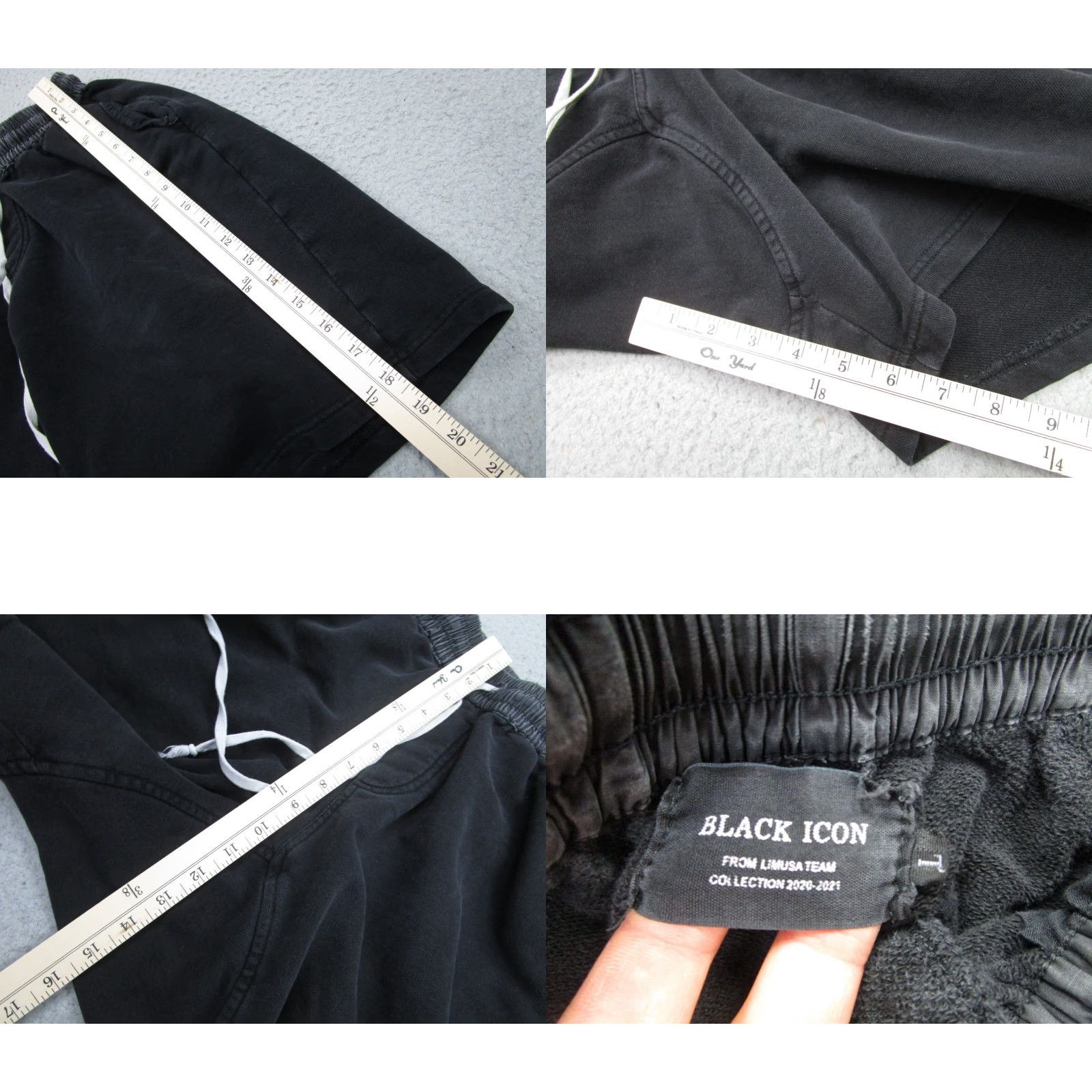 Vintage Black Icon Shorts Mens Large Black Limusa Team Distressed Goth Grunge Sweat Shorts Size US 33 - 8 Thumbnail