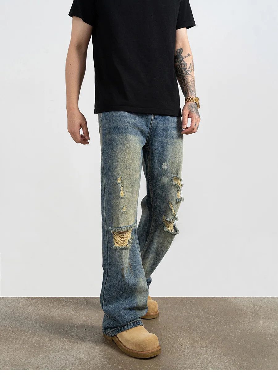 Jean × Vintage Streetwear Straight Leg Trousers Jeans Size US 33 - 3 Thumbnail