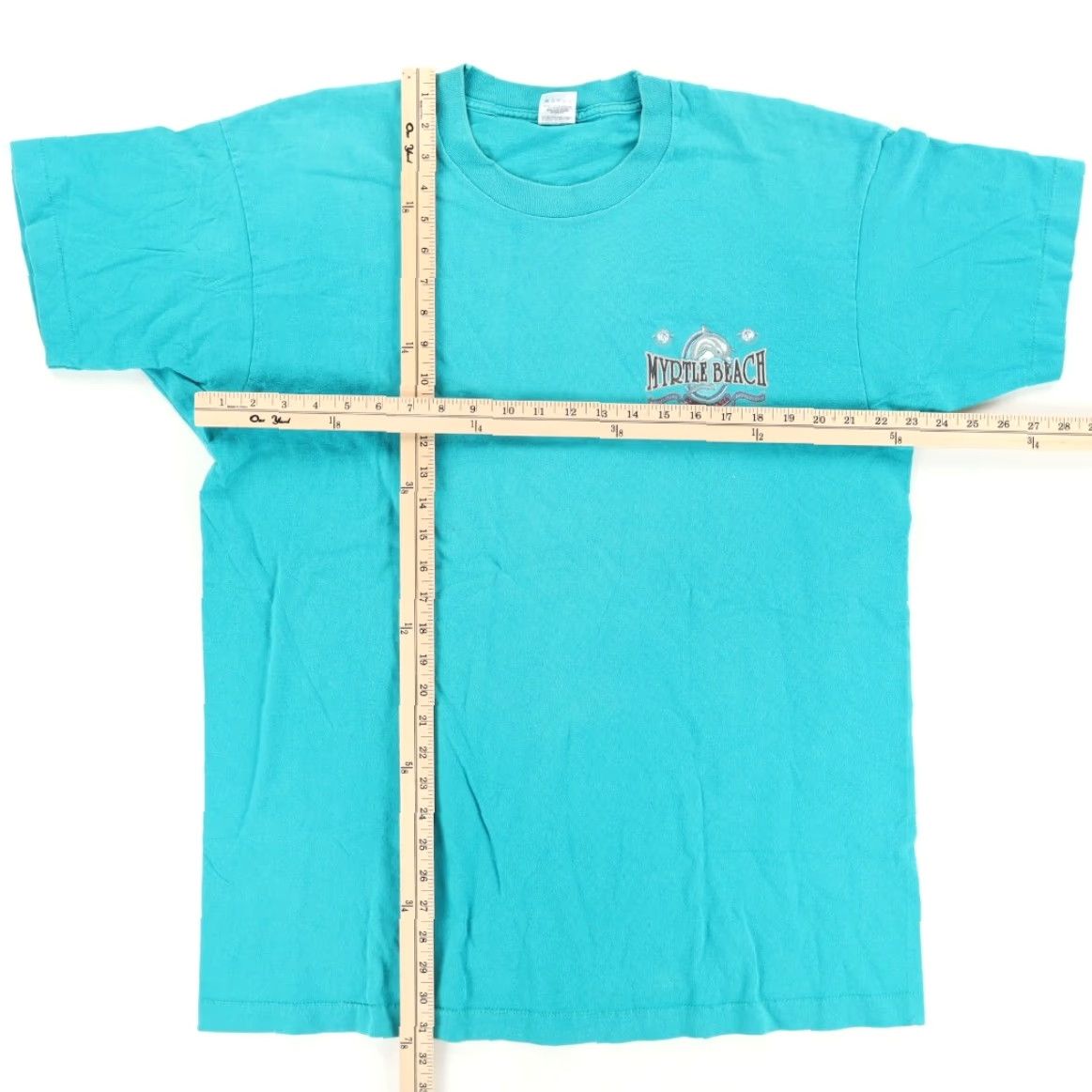 Fruit Of The Loom VTG Fruit of the Loom Myrtle Beach Dolphin Solid T-Shirt Aqua Men's XL Size US XL / EU 56 / 4 - 4 Thumbnail