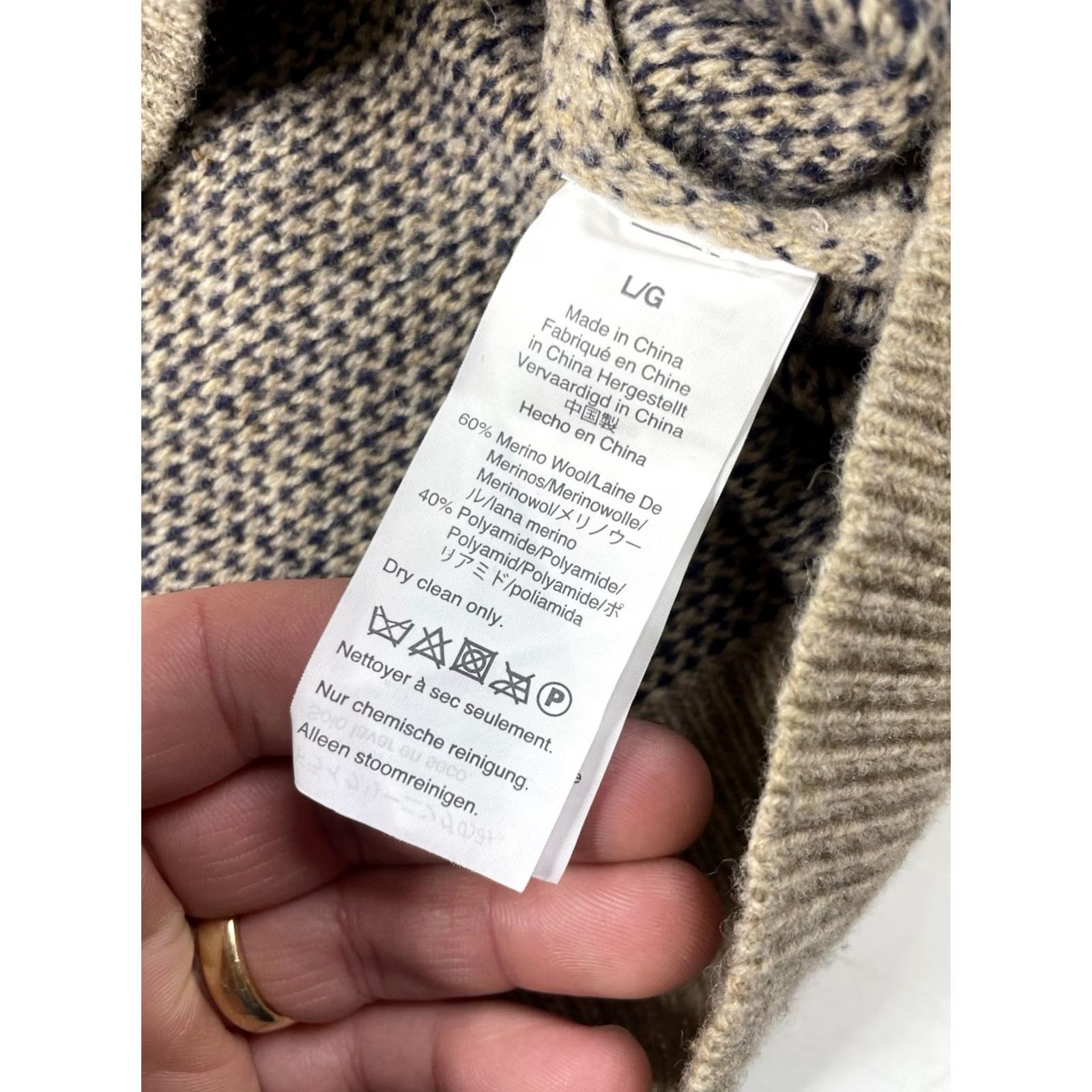 Vintage J Crew Men's L Merino Wool Birdseye Sweater Crewneck Pullover Donegal Preppy Beige Size US L / EU 52-54 / 3 - 7 Thumbnail