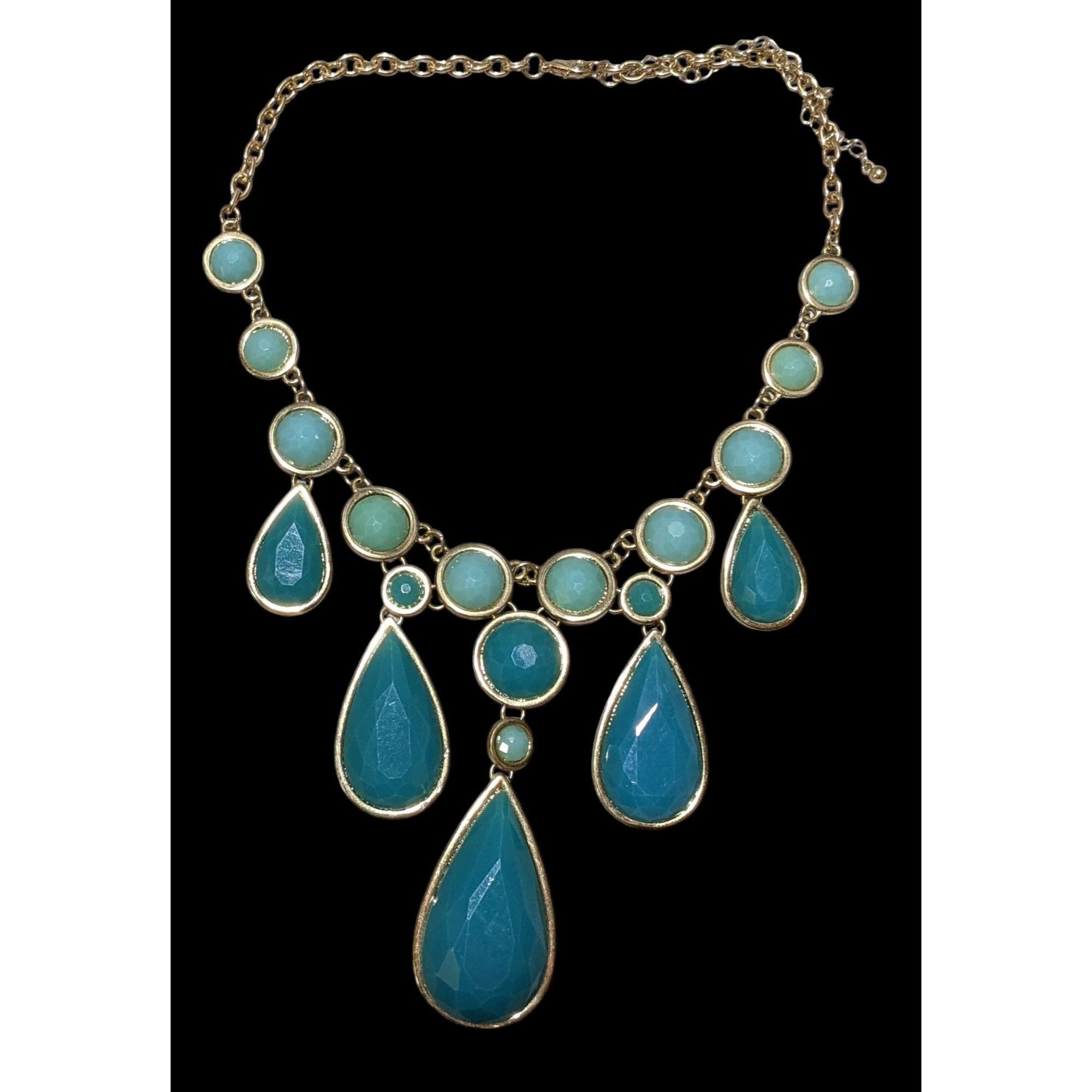 Other Teal Glam Faceted Teardrop Statement Necklace Size ONE SIZE - 1 Thumbnail