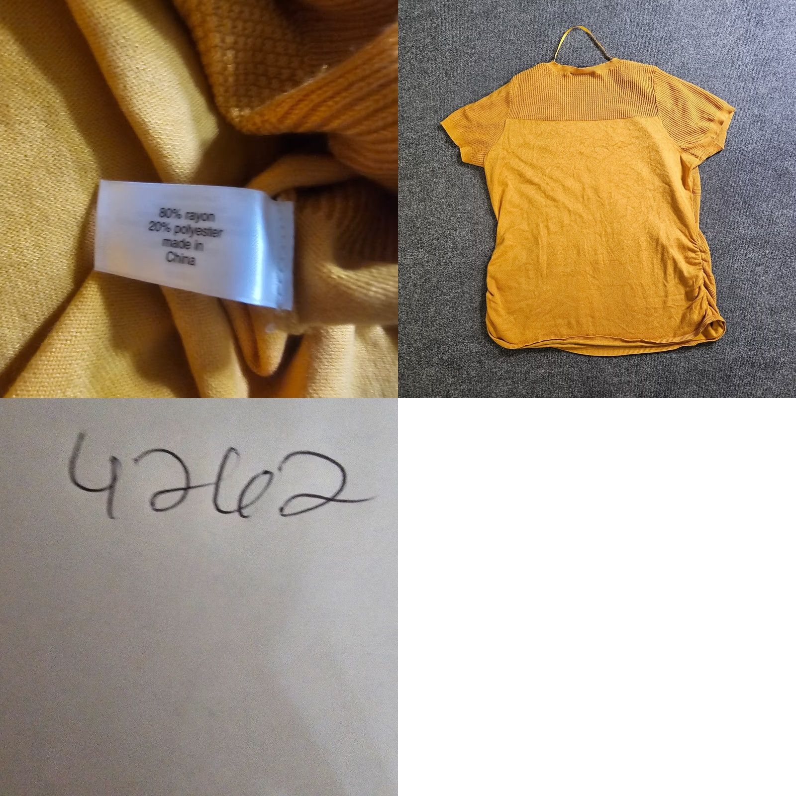 Vintage Lane Bryant Sweater Womens 20 Yellow Knit Texture Short Sleeve Stretch Casual Size 3XL / US 20-22 - 8 Thumbnail