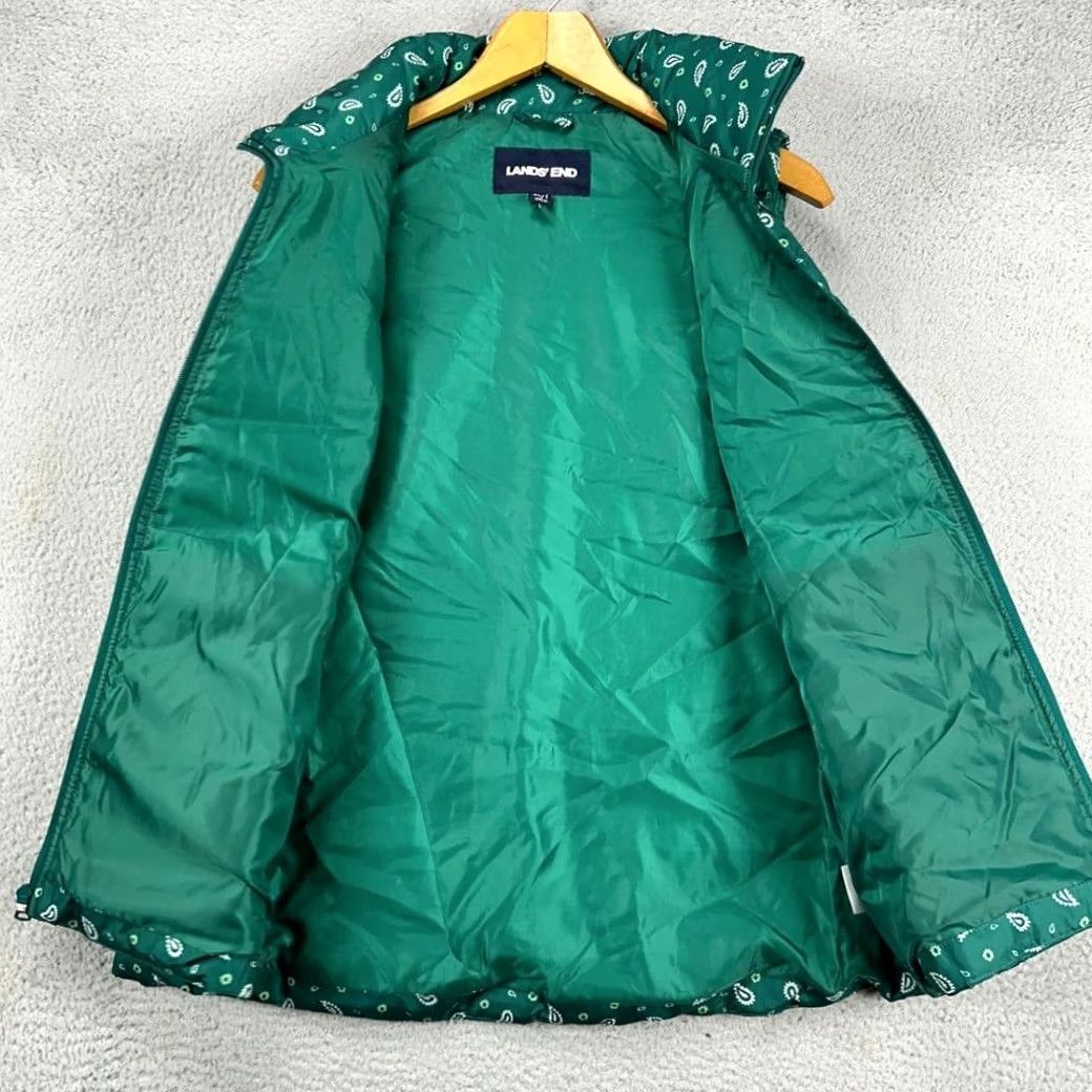 Lands' End Lands' End Puffer Vest Women XLT Tall 18 Green Paisley Goose Down Full Zip Ladies Vest Size XXL / US 16-18 / IT 52-54 - 4 Thumbnail