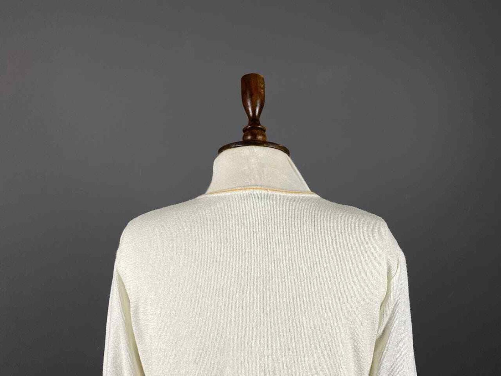 Vintage Ladies Vintage Bottega Agryle White Yellow Cardigan Size M Size M / US 6-8 / IT 42-44 - 7 Thumbnail