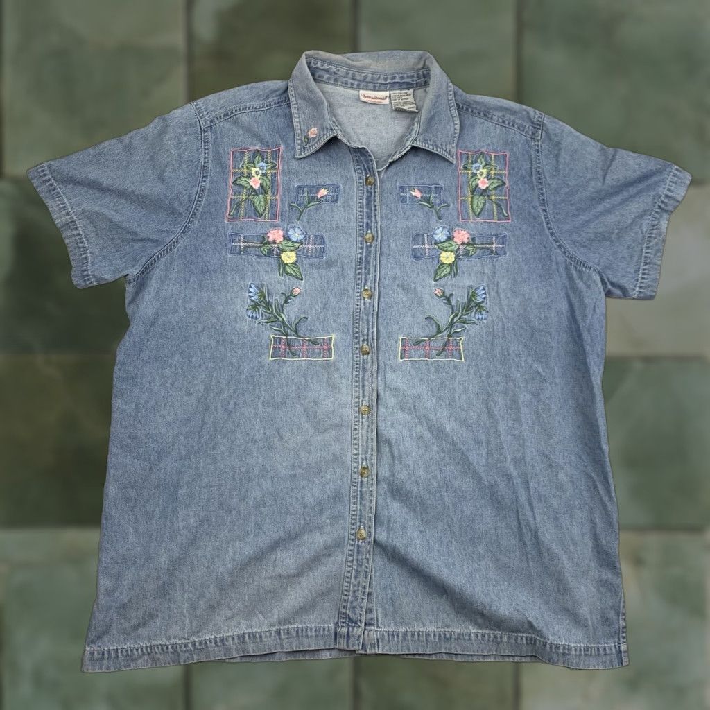 Vintage VINTAGE Bobbie Brooks Floral Button Up Womens XL Blue Denim 90s Size XL / US 12-14 / IT 48-50 - 1 Thumbnail