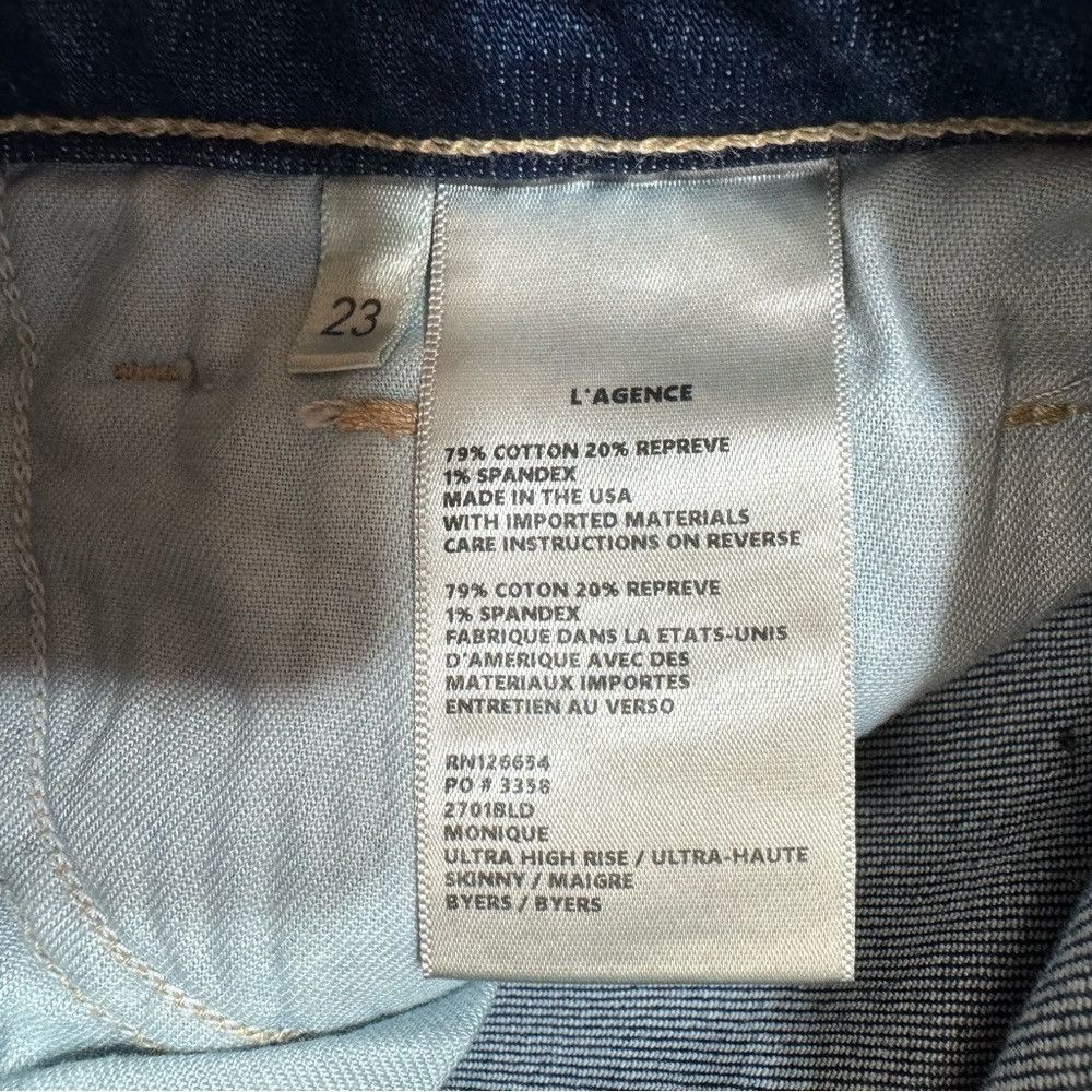 L'AGENCE NWT New $275 L'AGENCE Monique High Rise Skinny Jeans Size 2 Size 23" - 7 Thumbnail