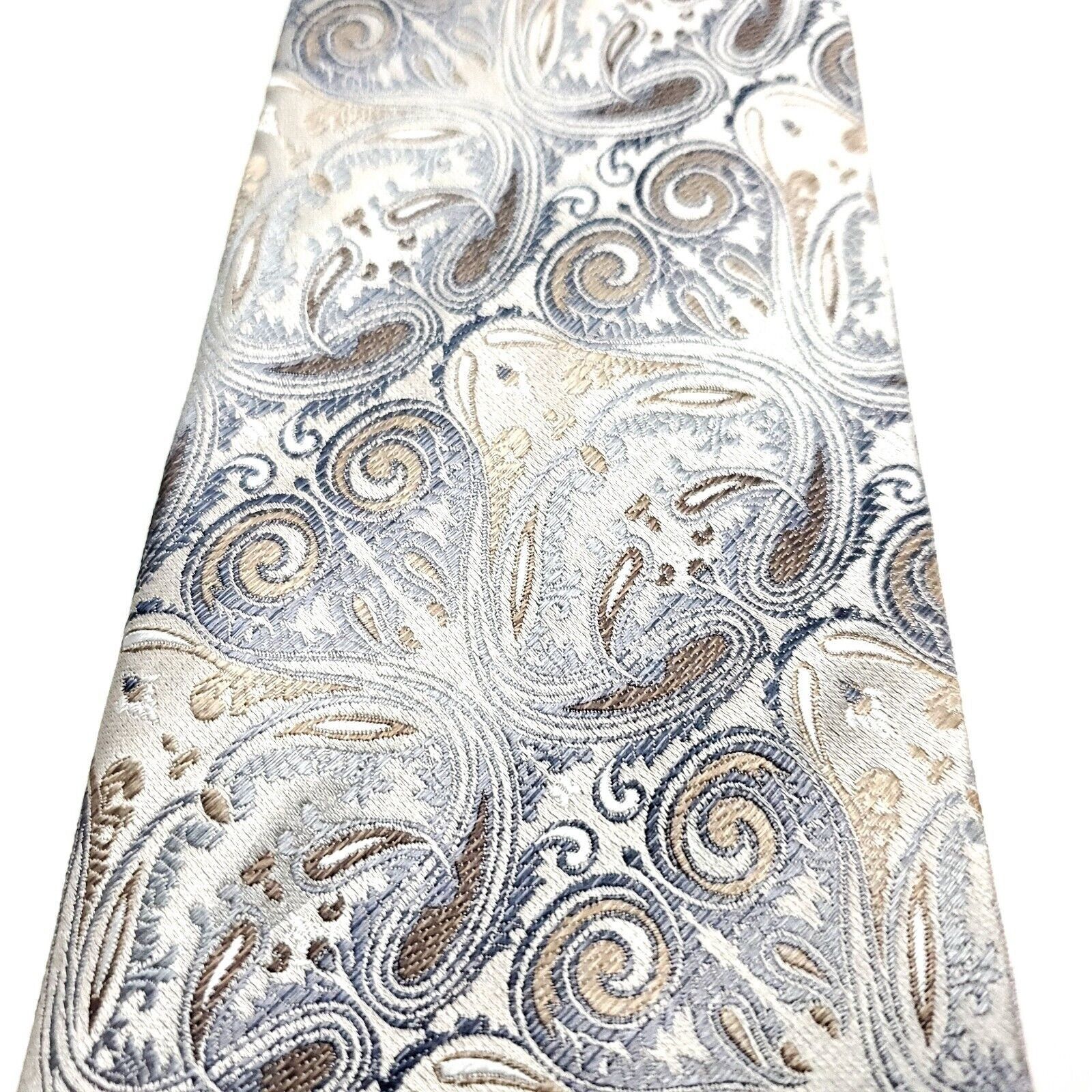 Van Heusen Van Heusen Silk Tie Woven Silver Brown Floral Size ONE SIZE - 2 Thumbnail