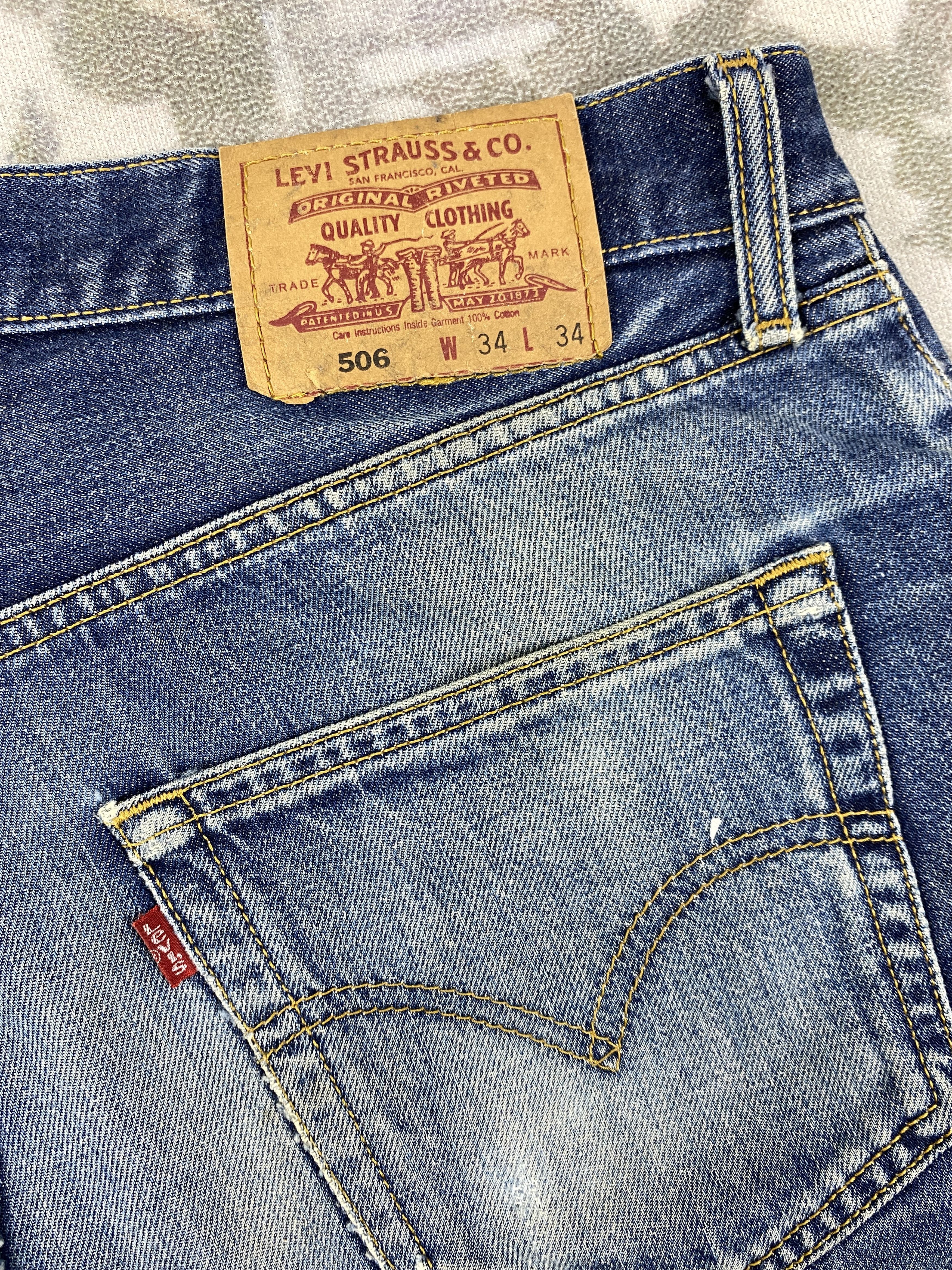 Levi's Dark Blue Distressed Vintage Levi's 506 Denim -JN683 Size US 33 - 11 Thumbnail