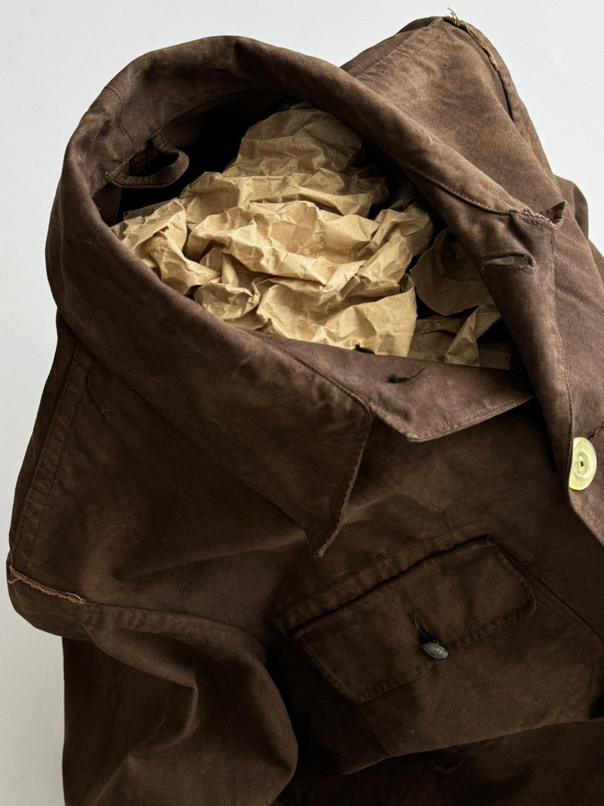 Vintage Vintage 1960s Swedish Army Work Brown Jacket Size US M / EU 48-50 / 2 - 5 Thumbnail