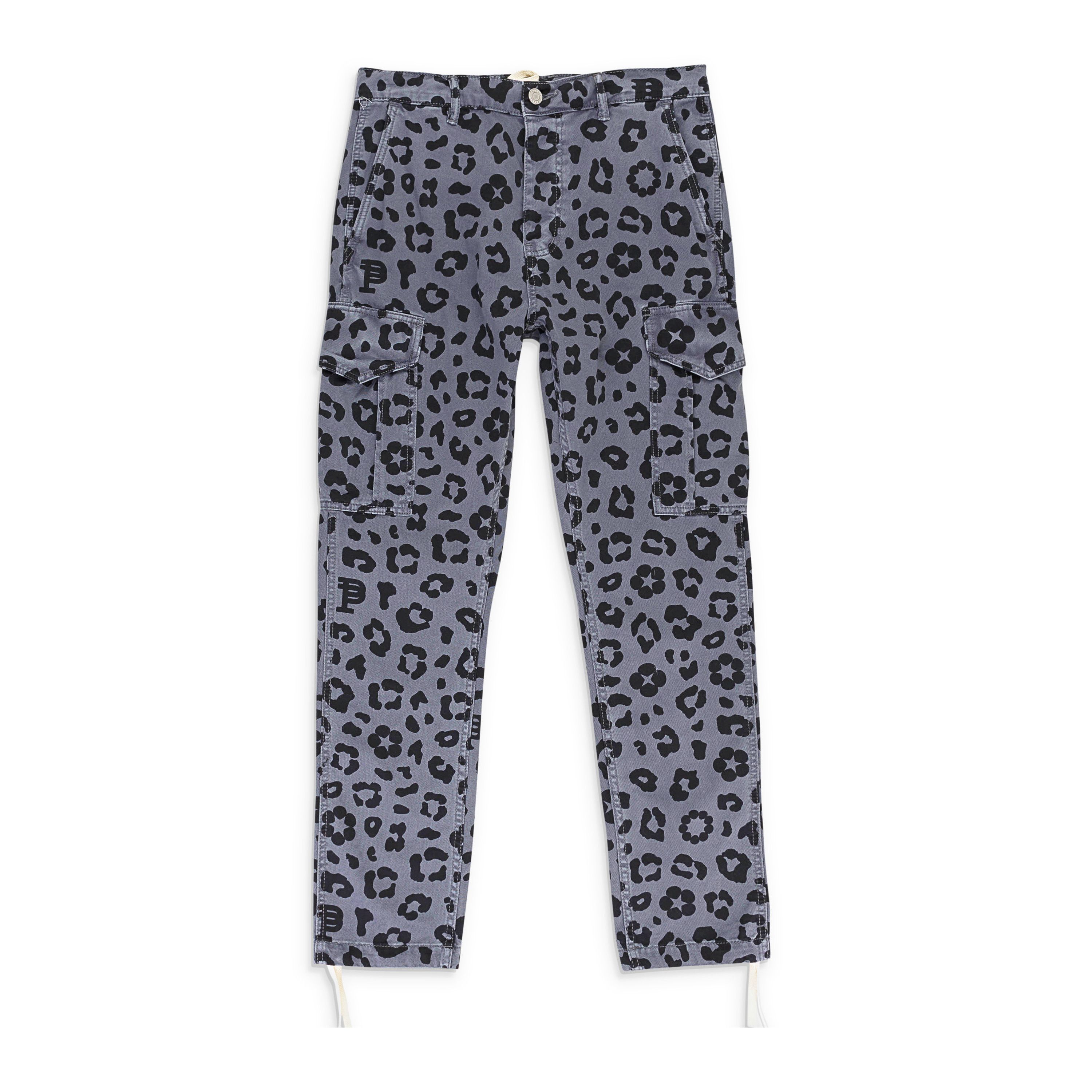 BLACK MONOGRAM LEOPARD PRINT Black CARGO PANT Size XXL
