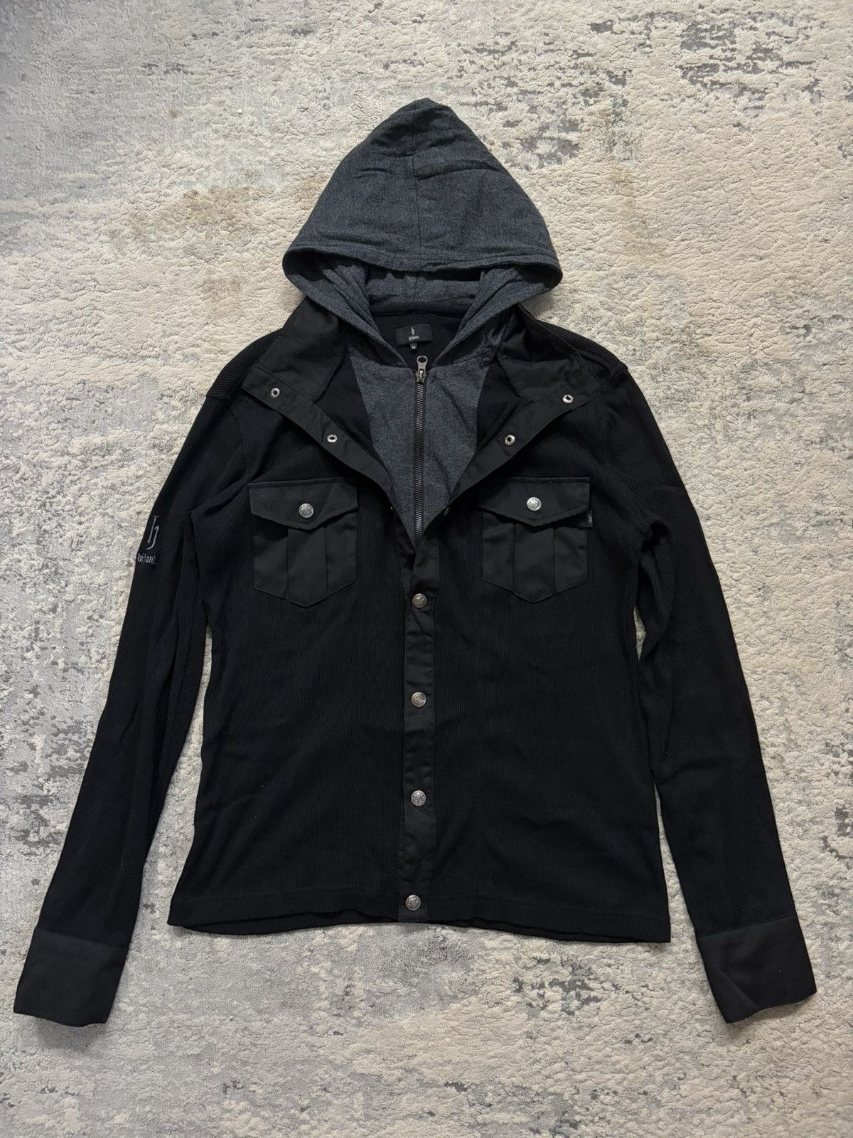 Japanese Brand DJ Honda - Ribbed Longsleeve Layered Hoodie Size US S / EU 44-46 / 1 - 1 Thumbnail