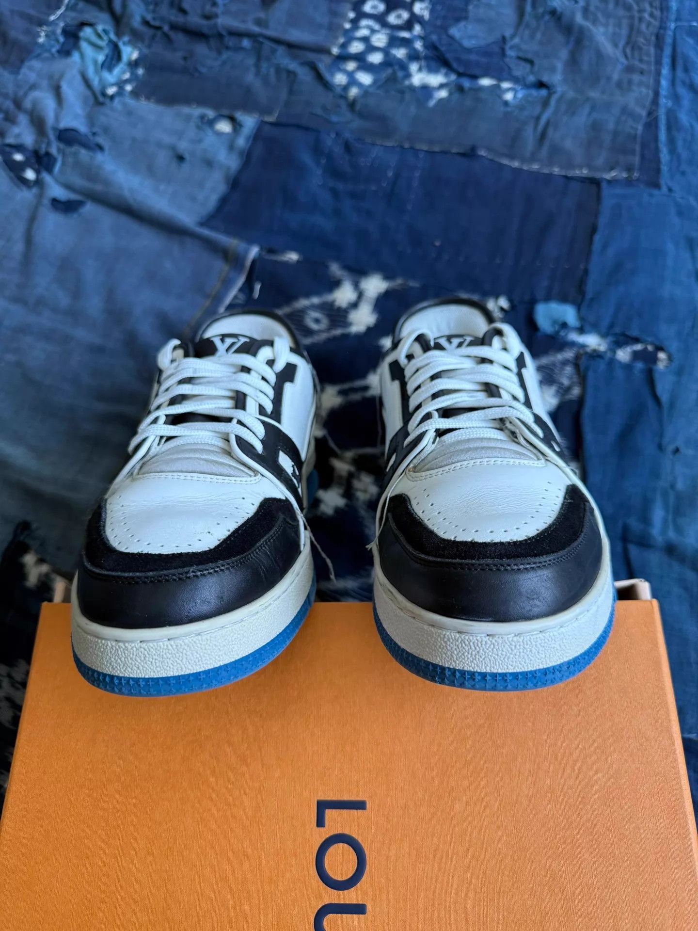 Louis Vuitton LV Trainer Panda Black Blue Fragment 1st 7.5 Size US 8.5 / EU 41-42 - 5 Thumbnail