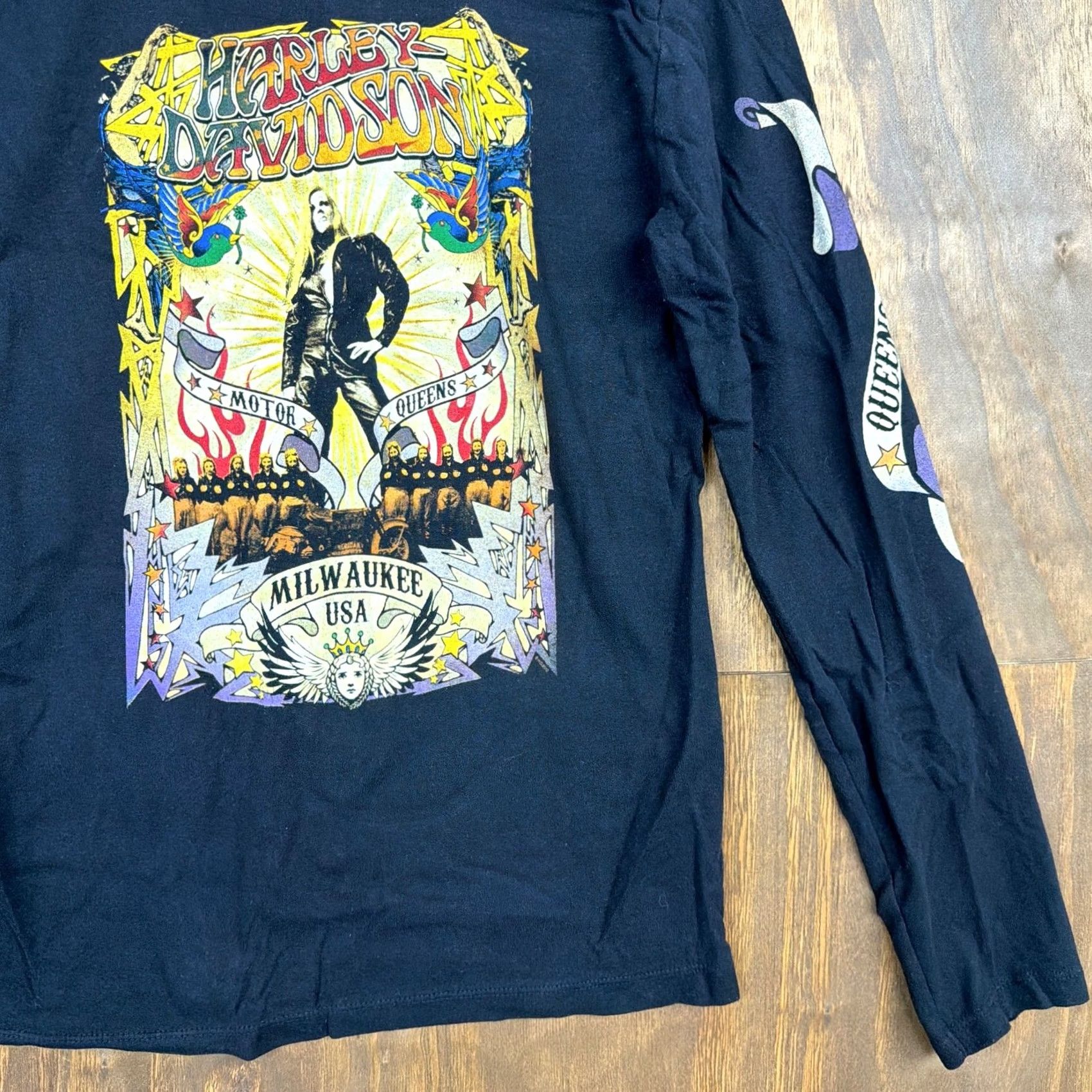 Harley Davidson Harley Davidson Tee Womens L Black Queens Band Long Sleeve Crew Neck Size L / US 10 / IT 46 - 5 Thumbnail