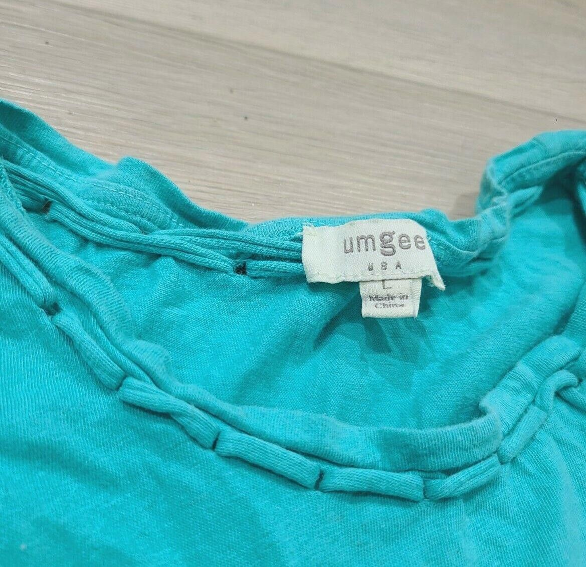 Designer Umgee Tank Top Large Ombre Blue Fringe Hem Hippie Size L / US 10 / IT 46 - 2 Thumbnail