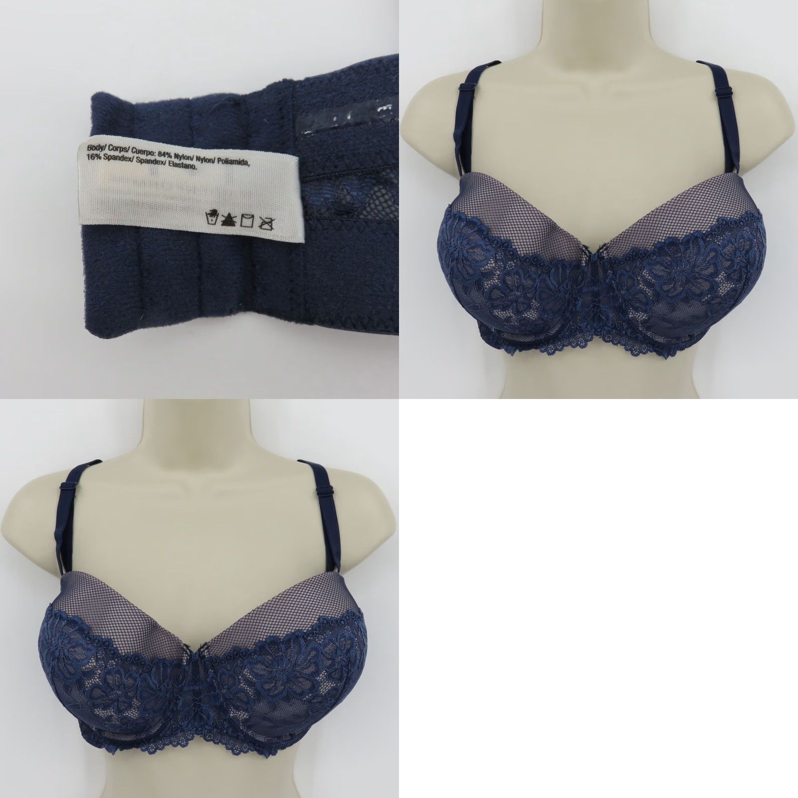 Vintage Maidenform Bra 38DD SE1102 Essential Multiway Push Up Blue Floral Lace Womens Adults DD Push Up Bra Size ONE SIZE - 9 Thumbnail