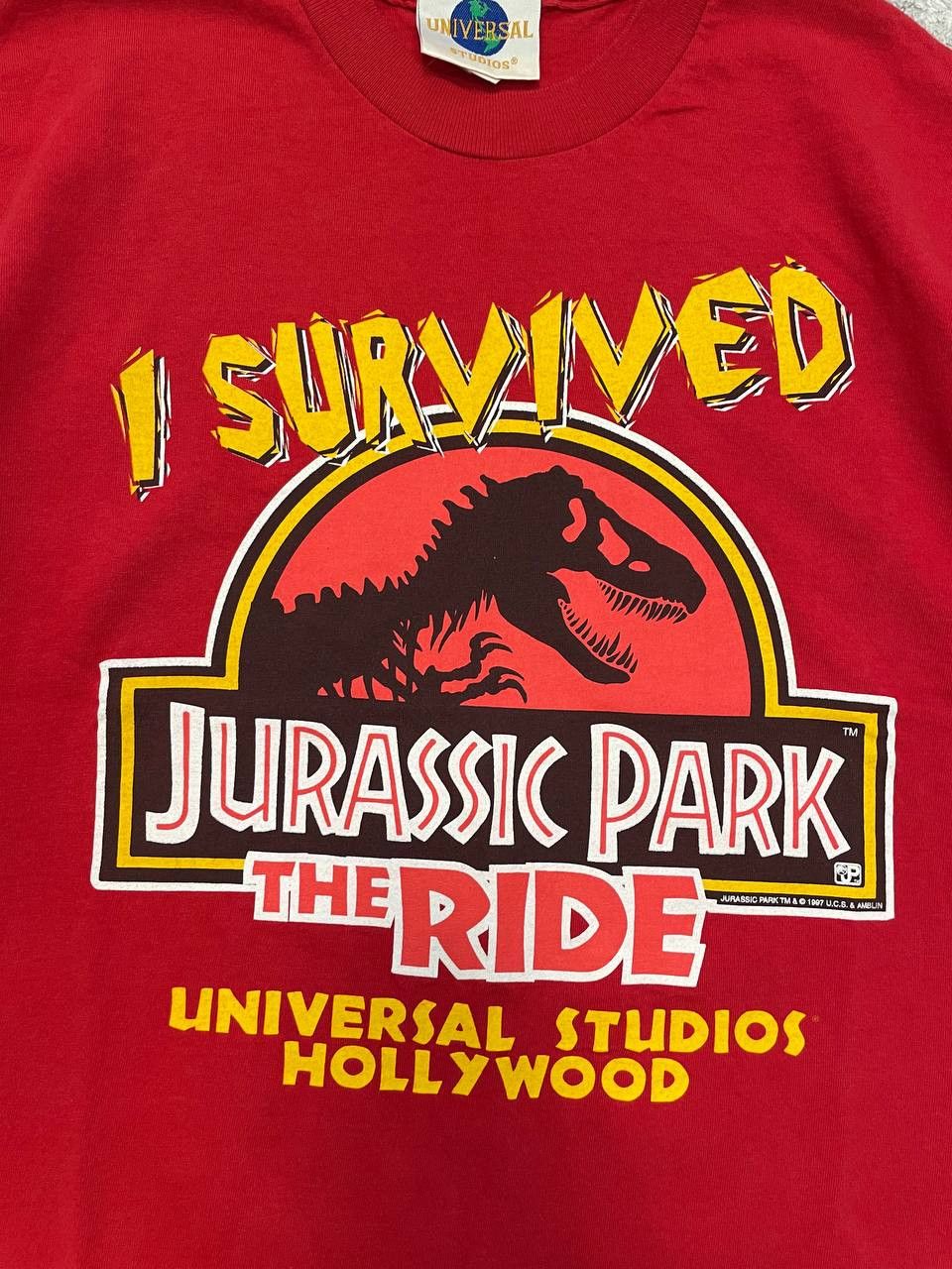 Universal Studios Vintage 1997 Jurassic Park The Ride TShirt Universal Studios Size US L / EU 52-54 / 3 - 4 Thumbnail