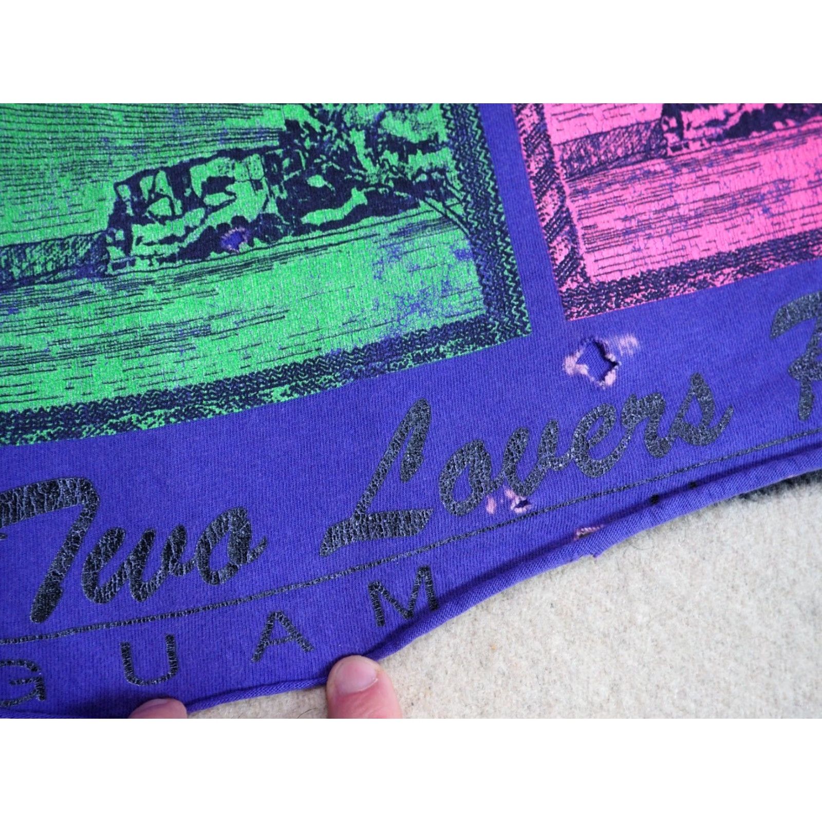 Hanes VTG 80s 90s Hanes Lovers Point Guam Pop Art USA Purple Crop Top Tee T-Shirt XL Size XL / US 12-14 / IT 48-50 - 6 Thumbnail
