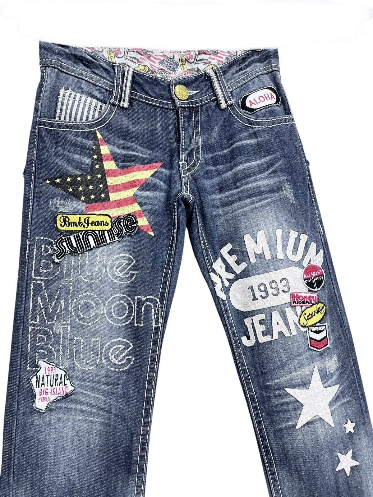 Japan Blue 💥 RARE🌛BMB Embroidery Patches Big Print Daicock Style Surf Size 29" - 2 Thumbnail