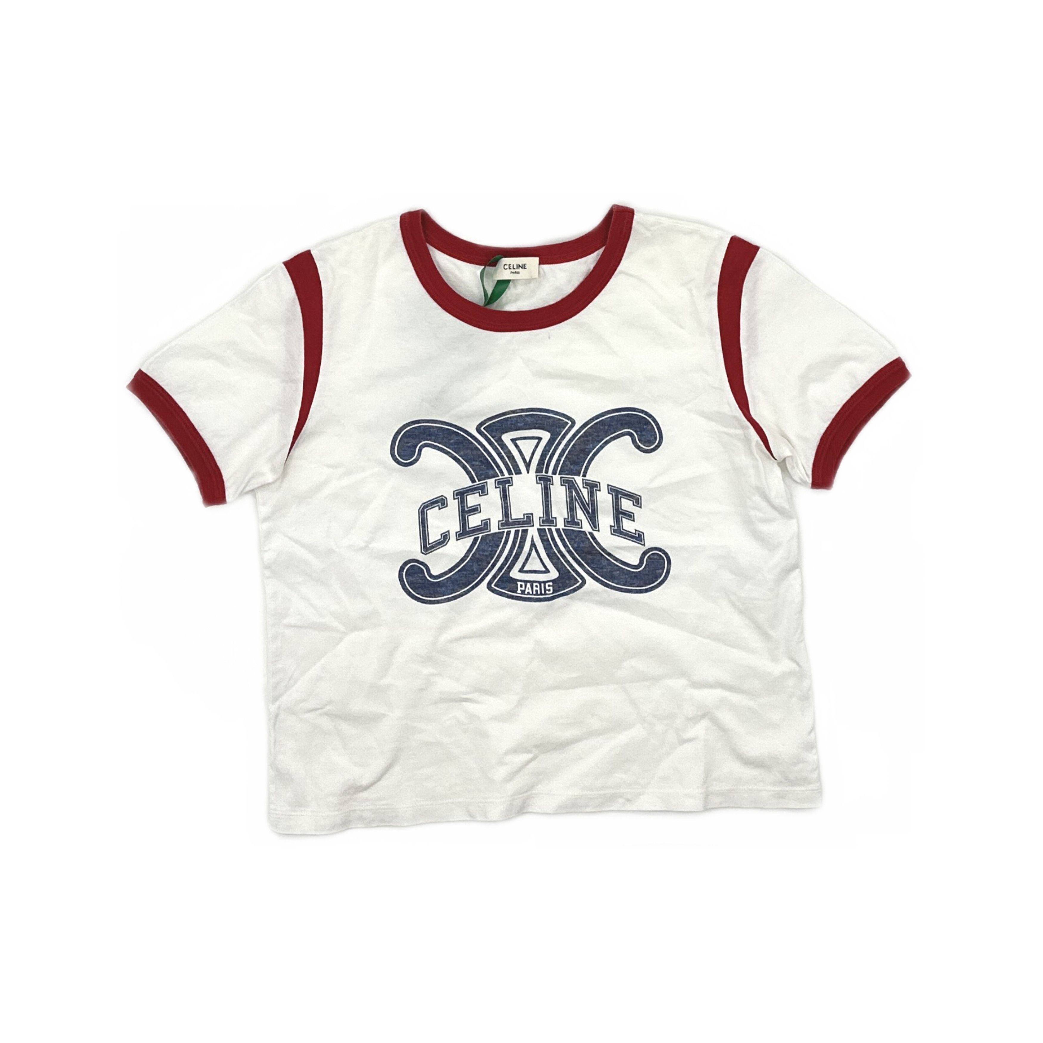 Celine CELINE Triomphe Logo Ringer T-Shirt Size XS Size XS / US 0-2 / IT 36-38 - 1 Thumbnail