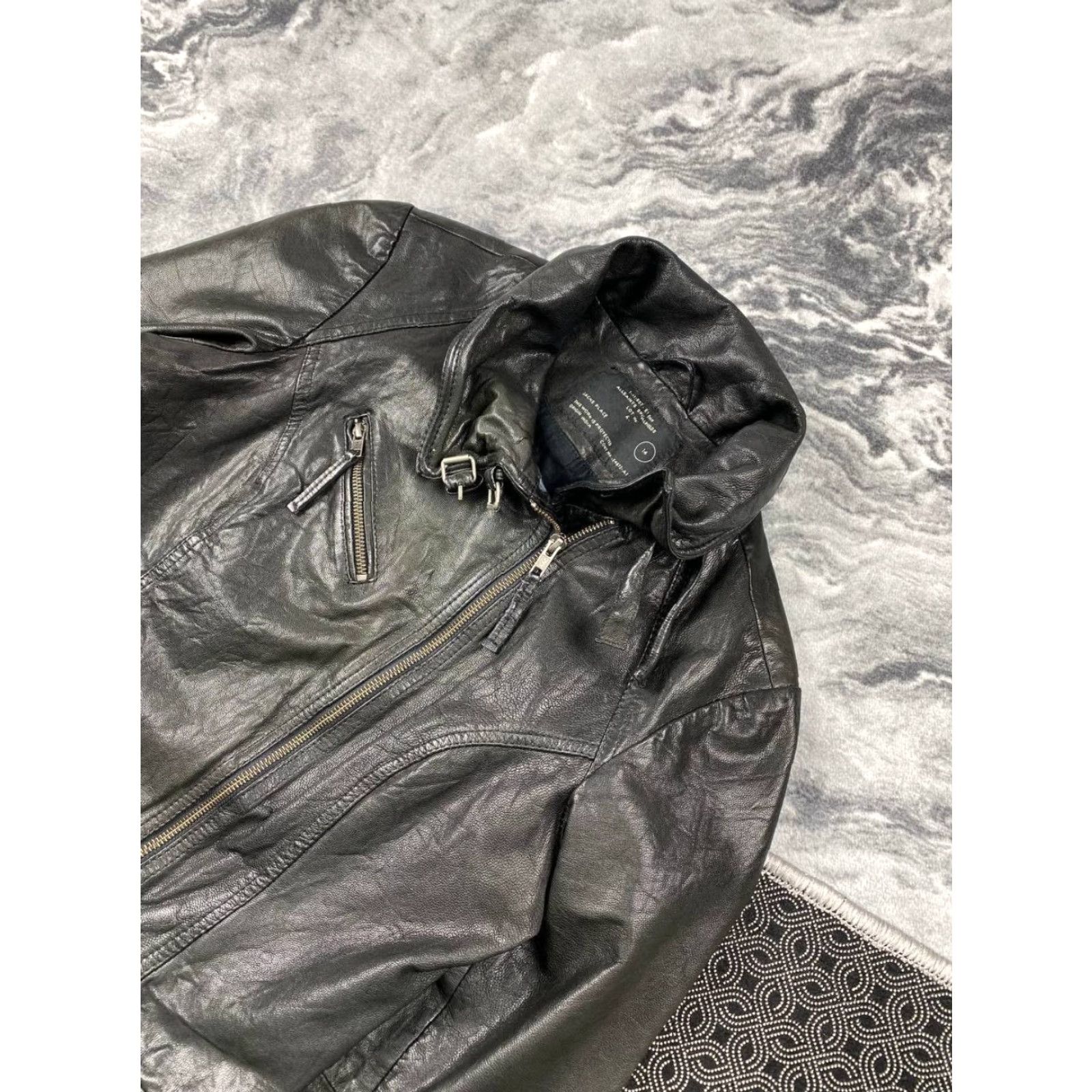 Allsaints VINTAGE AllSaints Belvedere Leather Jacket Women 14 Black Leather Jacket Zip Biker 14 Womens Size XL / US 12-14 / IT 48-50 - 2 Thumbnail