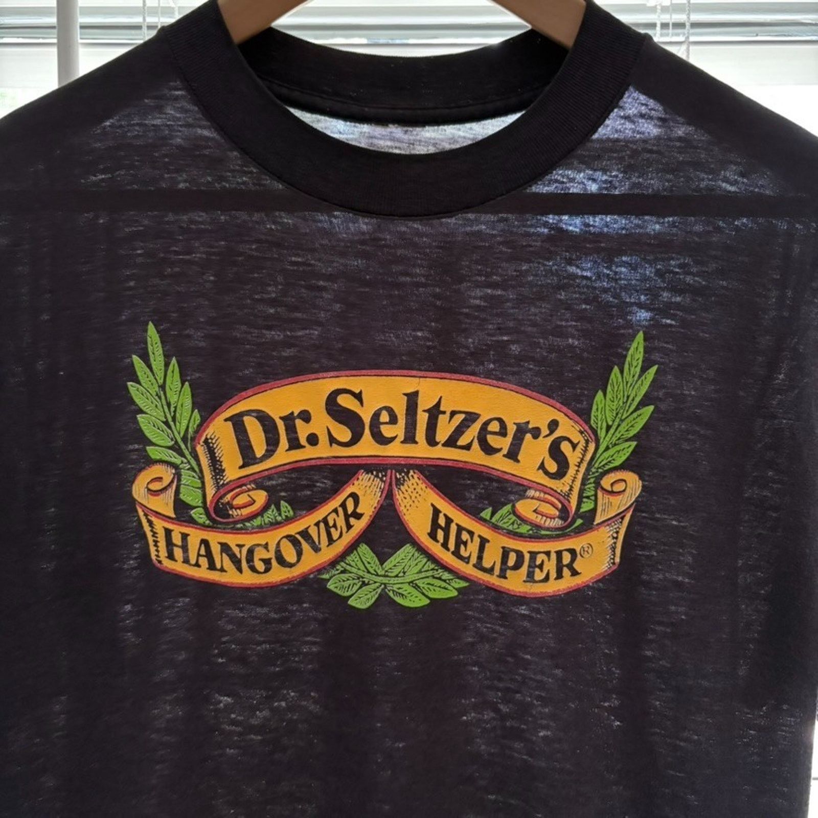 Vintage Paper Thin Burnout T-Shirt Men's Size L Black