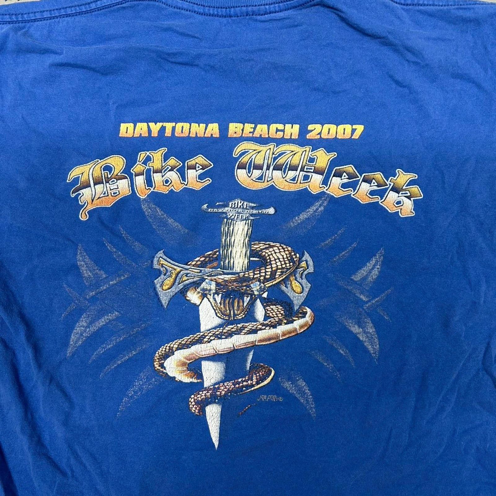 Other Blue Y2K 2007 Daytona Bike Week cotton T-shirt Size US M / EU 48-50 / 2 - 2 Thumbnail