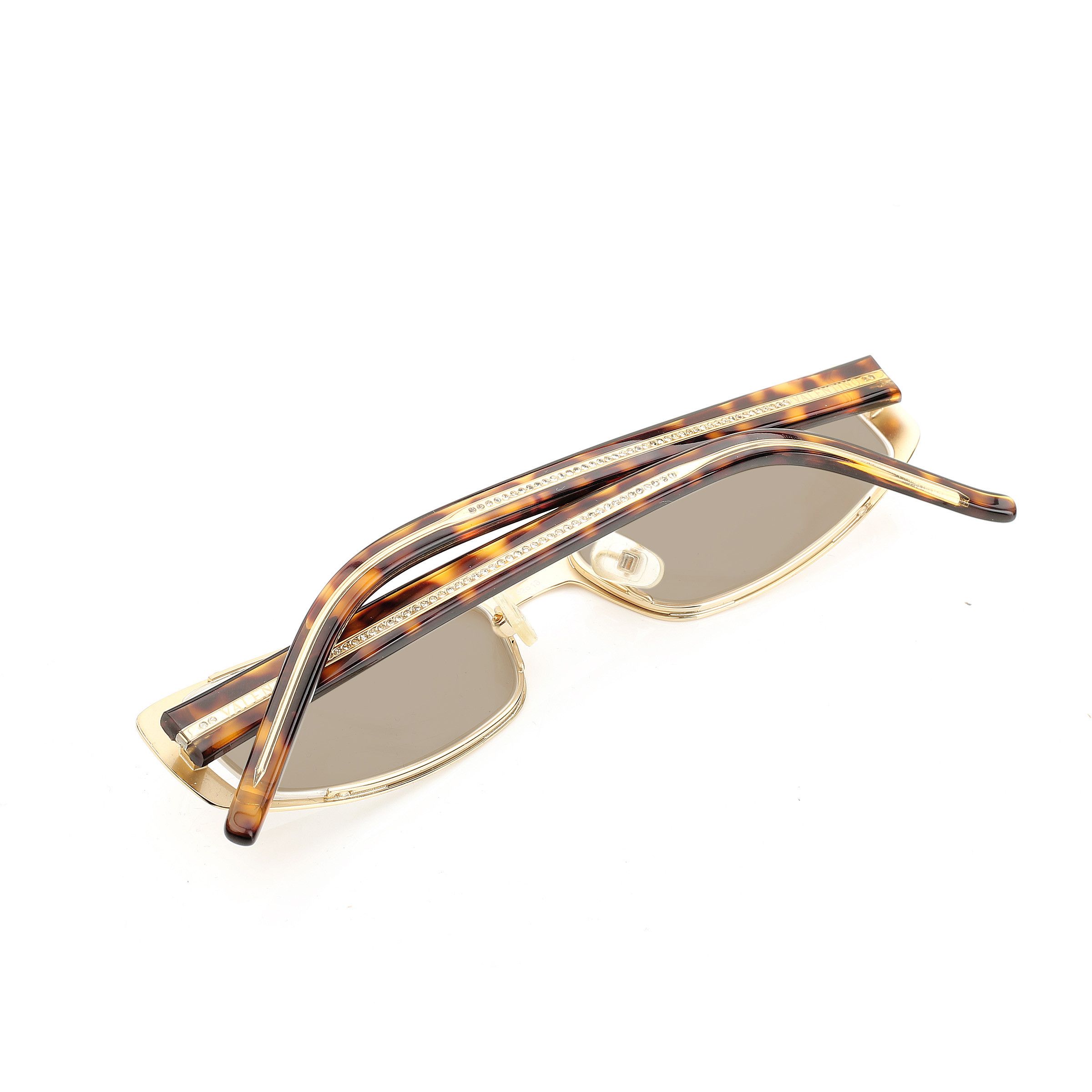 Valentino Valentino '90s Gold & Brown Crystals Metal Sunglasses Size ONE SIZE - 3 Thumbnail