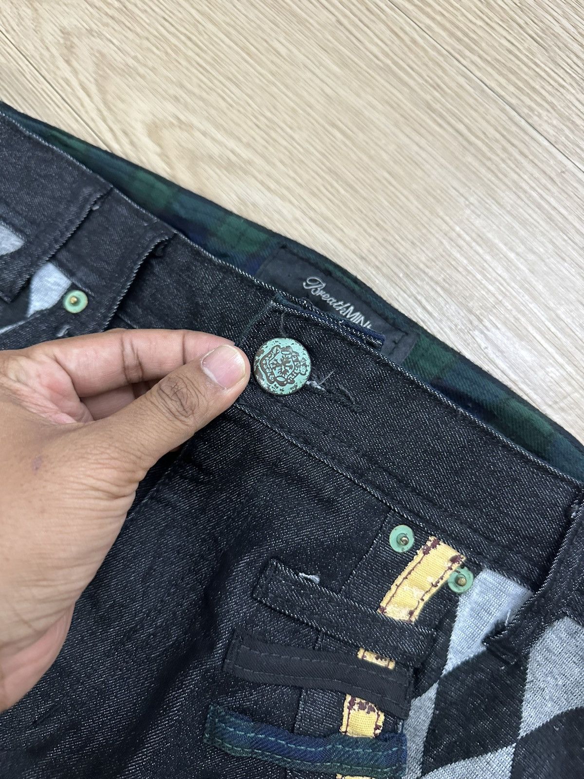 Japanese Brand × Seditionaries Rare Beautiful Breath Mint Slanted Double Waist Denim Pants Size US 32 / EU 48 - 7 Thumbnail