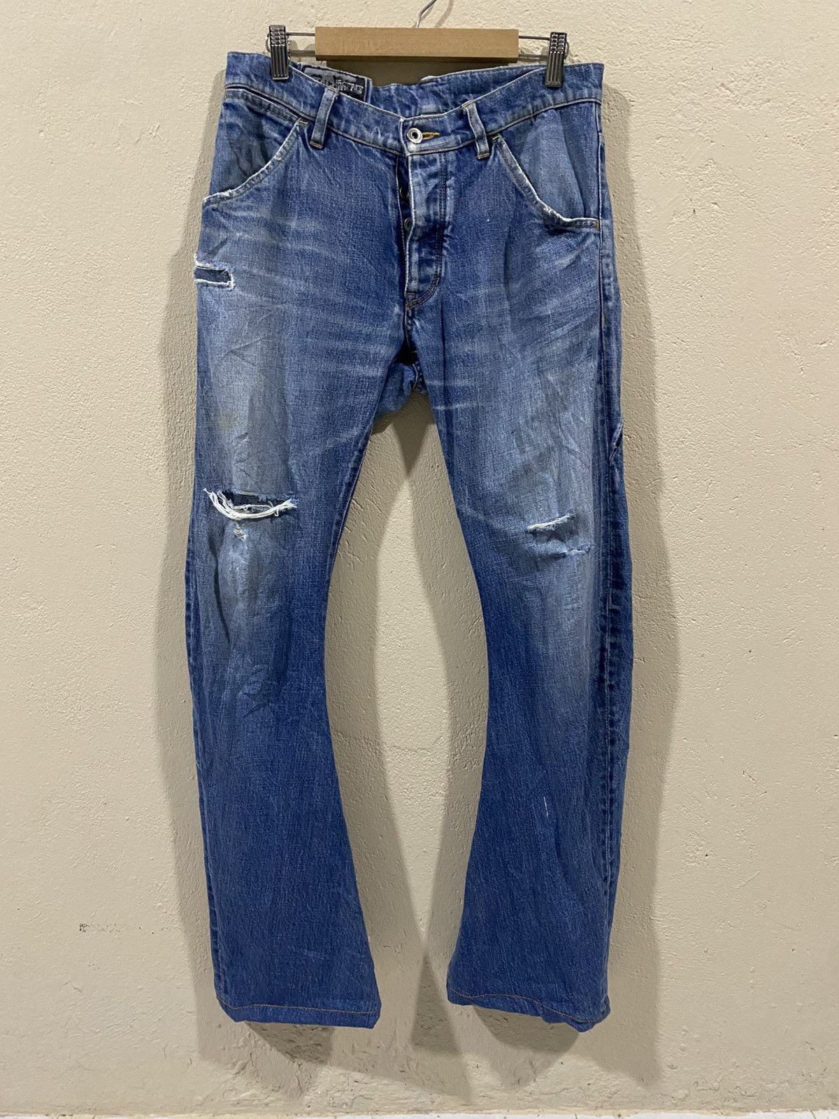 Attachment × Kazuyuki Kumagai Attachment Attachment Thrashed J Cut Flared Jeans Size US 30 / EU 46 - 1 Thumbnail
