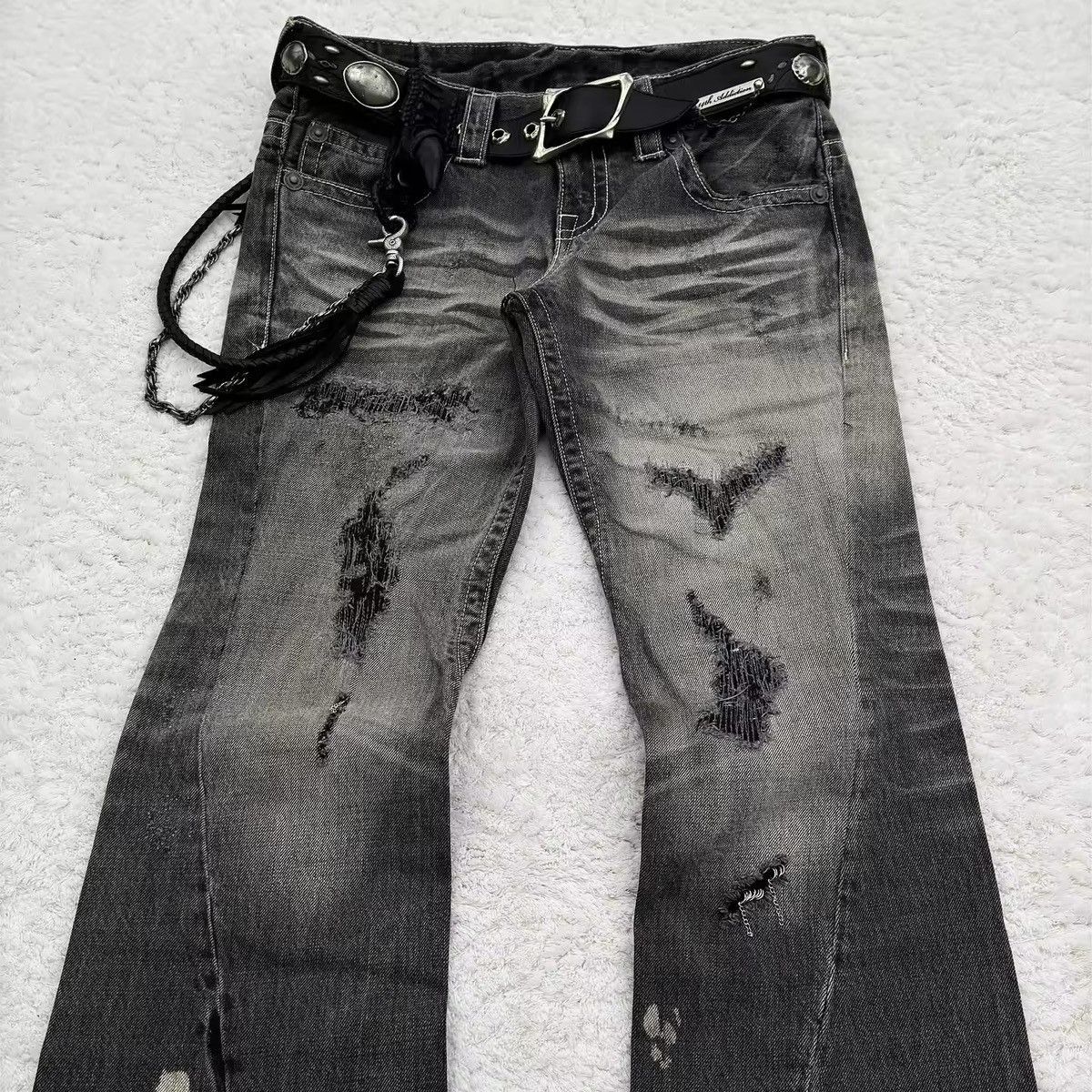 Japanese Brand × Jean Y2K Micro Flared Washed Black Denim Pant Size US 36 / EU 52 - 3 Thumbnail