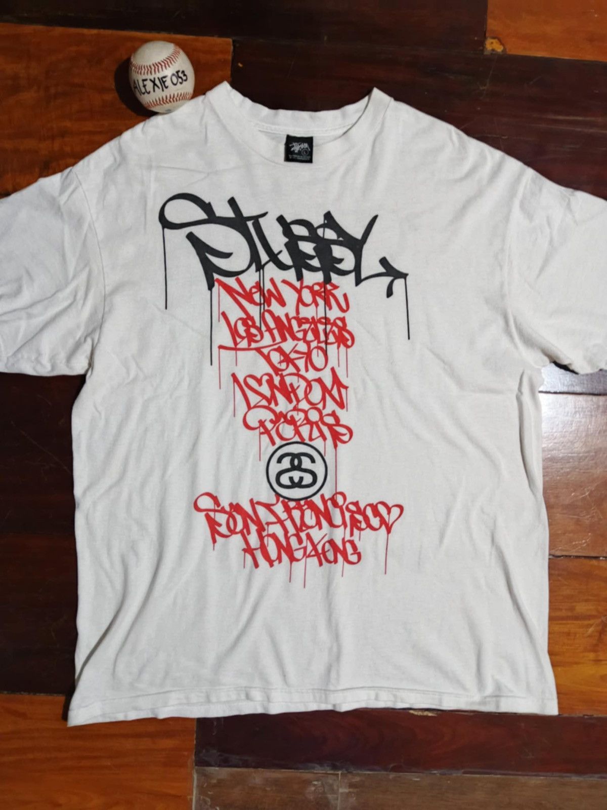 Stussy × Vintage Stussy x Grey PVC 2006 25th Anniversary World Tour shirt Size US L / EU 52-54 / 3 - 1 Thumbnail