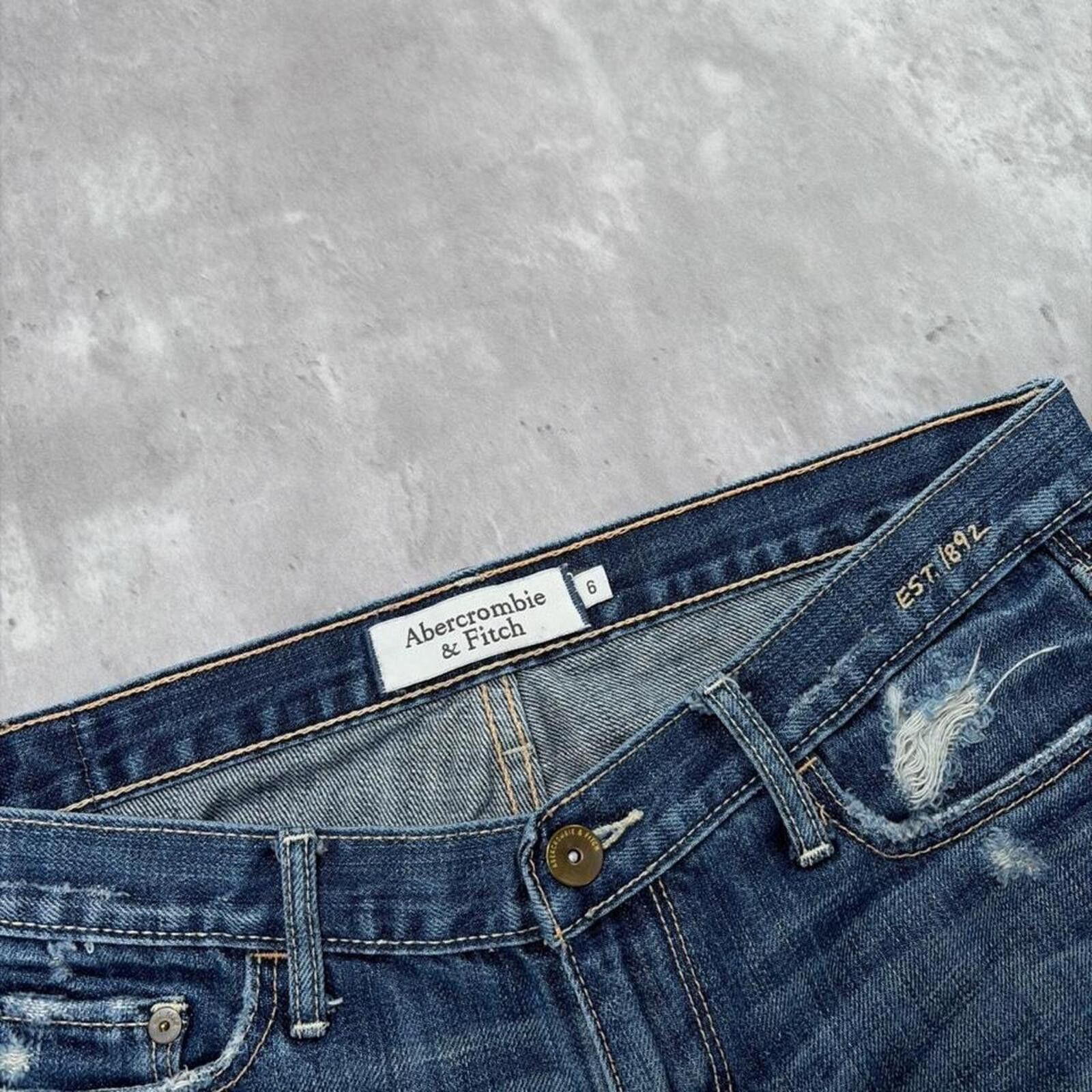 Abercrombie & Fitch Y2K Dark Wash Abercrombie & Fitch Grunge Mini Denim Shorts Size 28" / US 6 / IT 42 - 5 Thumbnail