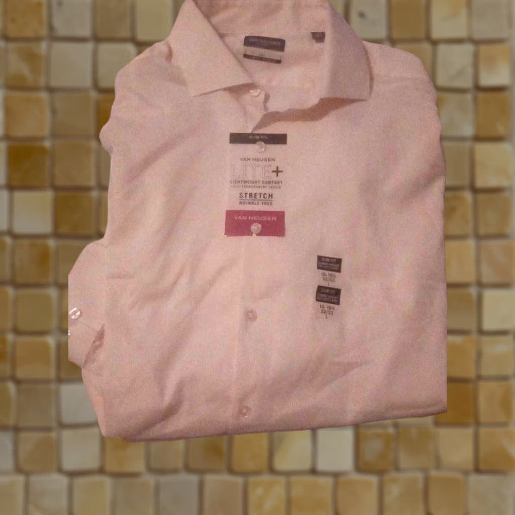Van Heusen VAN HEUSEN MENS DRESS SHIRT LITE CREAM SLIM FIT SIZE L 16-16.5 32/33 Size 42R - 1 Preview