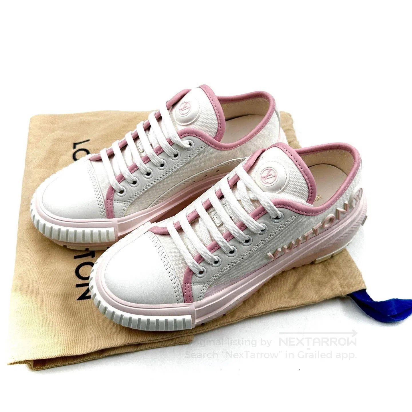 Louis Vuitton LV Squad Pink White Biscuit Shoes. Size US 4.5 / IT 34.5 - 1 Thumbnail