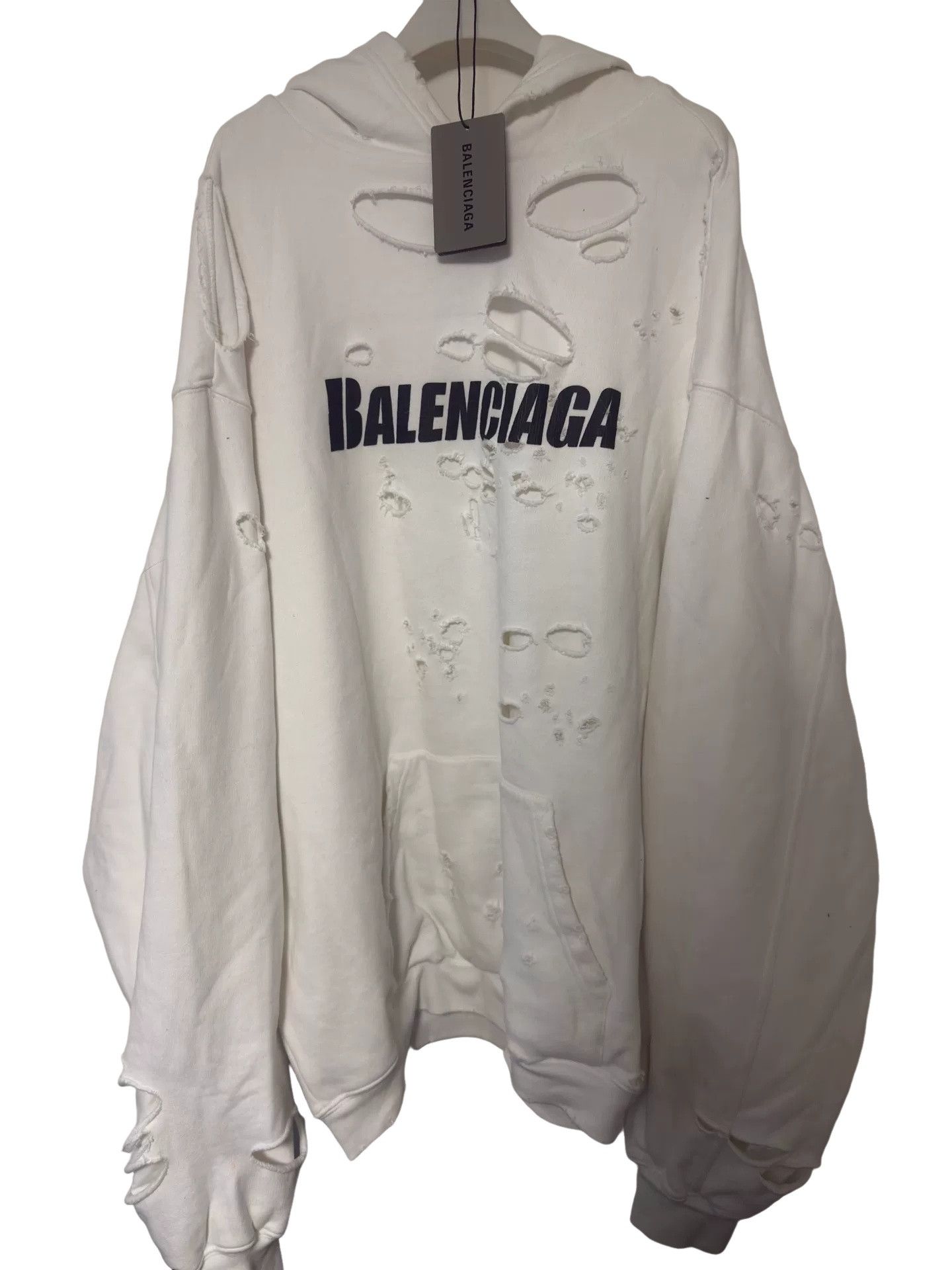 Balenciaga Balenciaga Distressed Layered Hoodie Size S Size US S / EU 44-46 / 1 - 1 Thumbnail