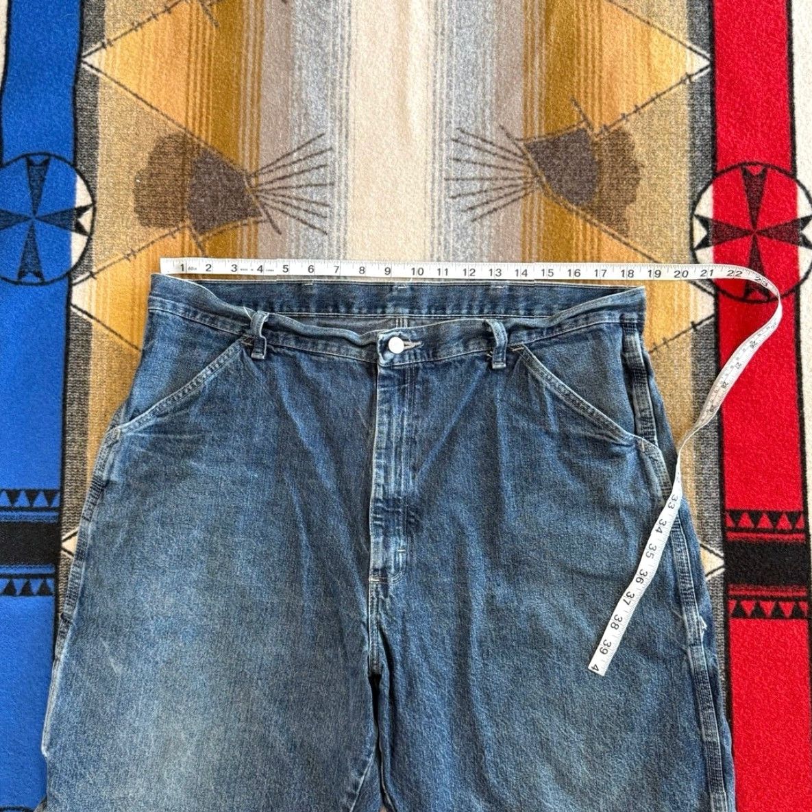 Wrangler VINTAGE Wrangler Carpenter Denim Jean Shorts Jorts 36 Men Blue Regular Waist 36 Work Grunge 90s Y2K Skate Denim Shorts Size US 36 / EU 52 - 5 Thumbnail