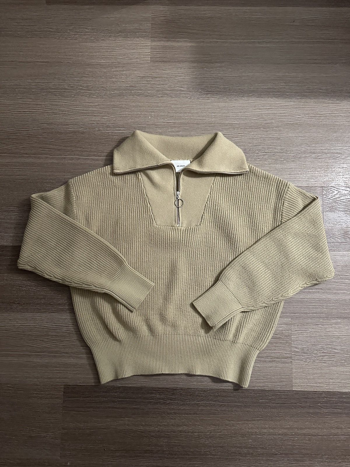 image of Axel Arigato Knit Half Zip in Beige, Men's (Size Small)