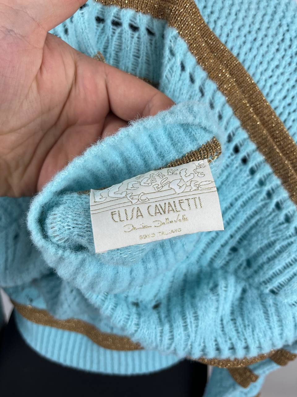 Elisa Cavaletti Elisa Cavaletti Italy Turquoise Knit Sweater Gold Lurex Size S / US 4 / IT 40 - 7 Thumbnail