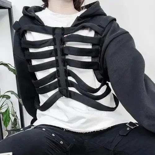 Japanese Brand × Vintage Gothic Rib Cutout Hooded Women's Size S / US 4 / IT 40 - 2 Thumbnail