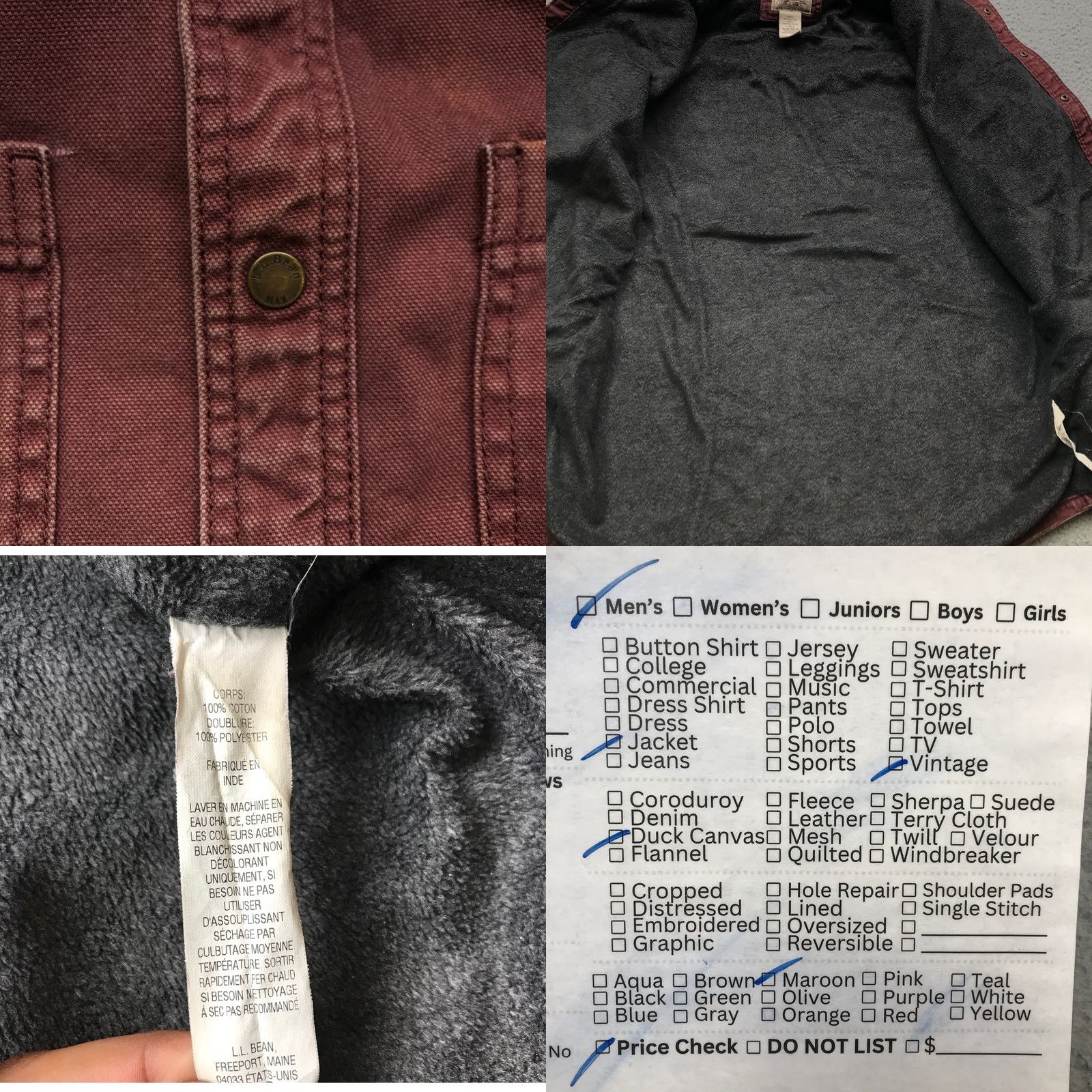 Vintage VINTAGE L.L.Bean Katahdin Iron Works Canvas Fleece Lined Shirt Mens LT Large Tall Red Button-Up Crewneck? No Size US L / EU 52-54 / 3 - 8 Thumbnail