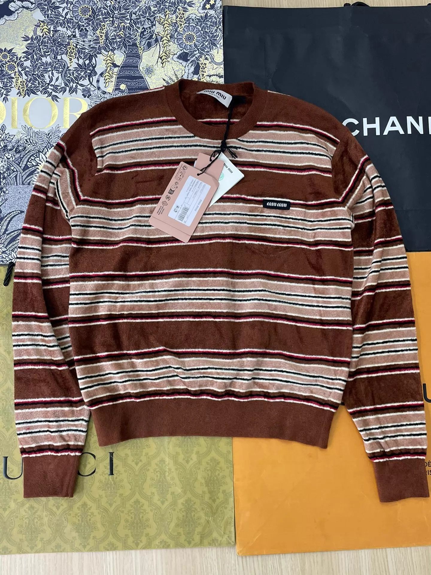 Miu Miu MIU MIU 26 Camel Stripe Chenille Unisex Top 38 Size XS / US 0-2 / IT 36-38 - 1 Thumbnail