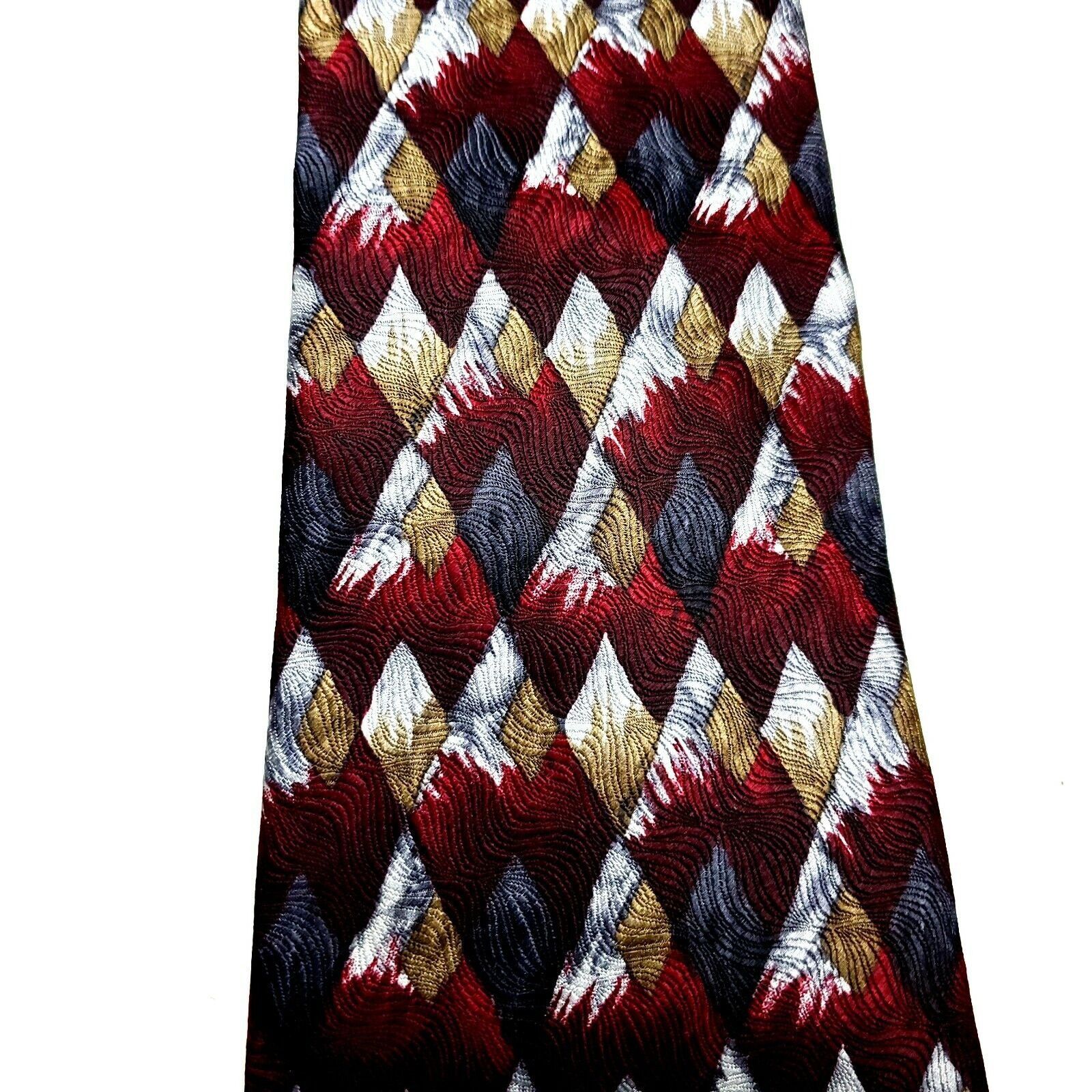 Pierre Cardin Pierre Cardin Silk Tie Red Gray Print Wide Geometric Size ONE SIZE - 2 Thumbnail