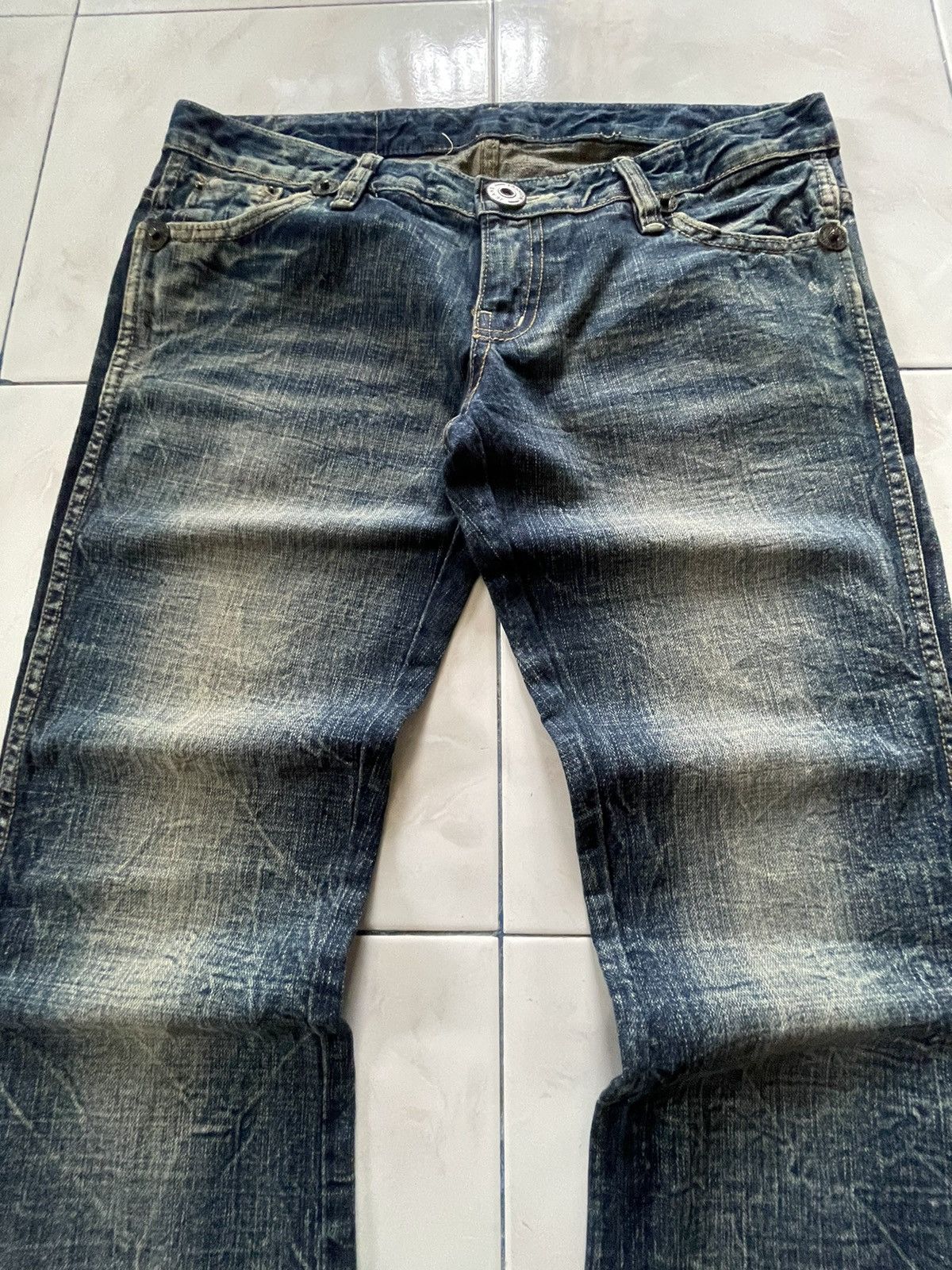 Japanese Brand × Le Grande Bleu (L.G.B.) × Tornado Mart Toto Japan Claws Mark Honeycomb Flare Low Rise Jeans Size US 32 / EU 48 - 11 Thumbnail